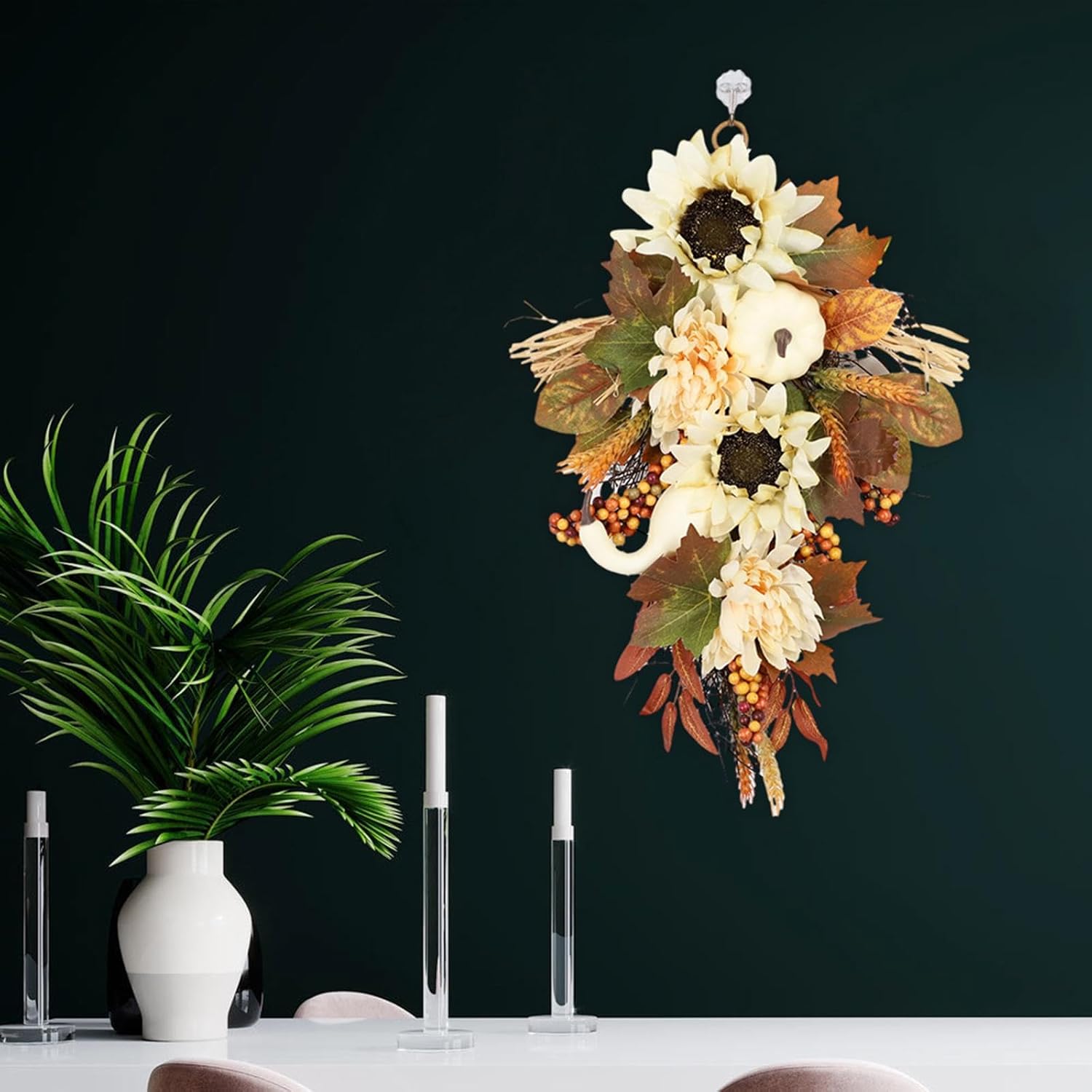 Generic Harvest Pumpkin Swag with Autumn Leaves 60cm
