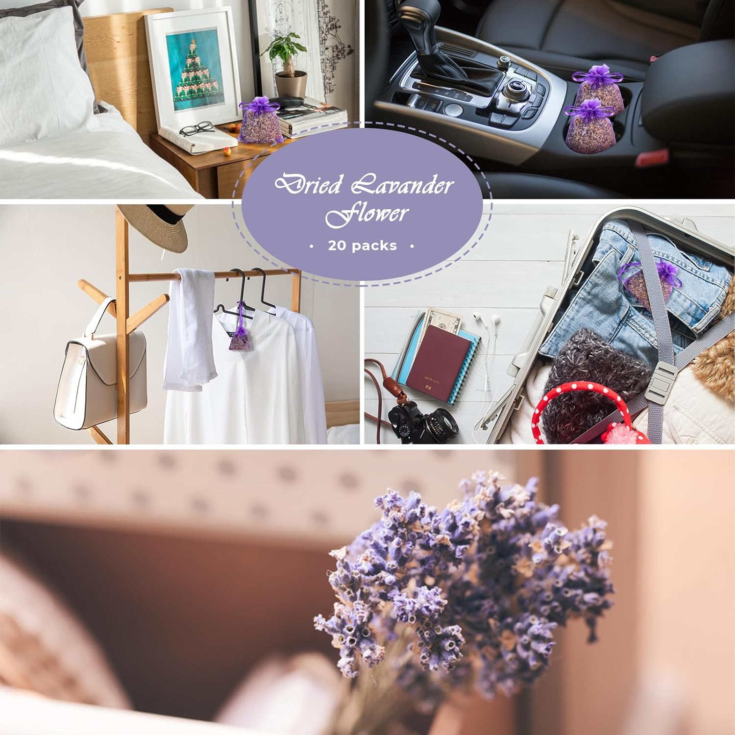 STRN 20 Pack Lavender Scented Sachets for Home and Gifts