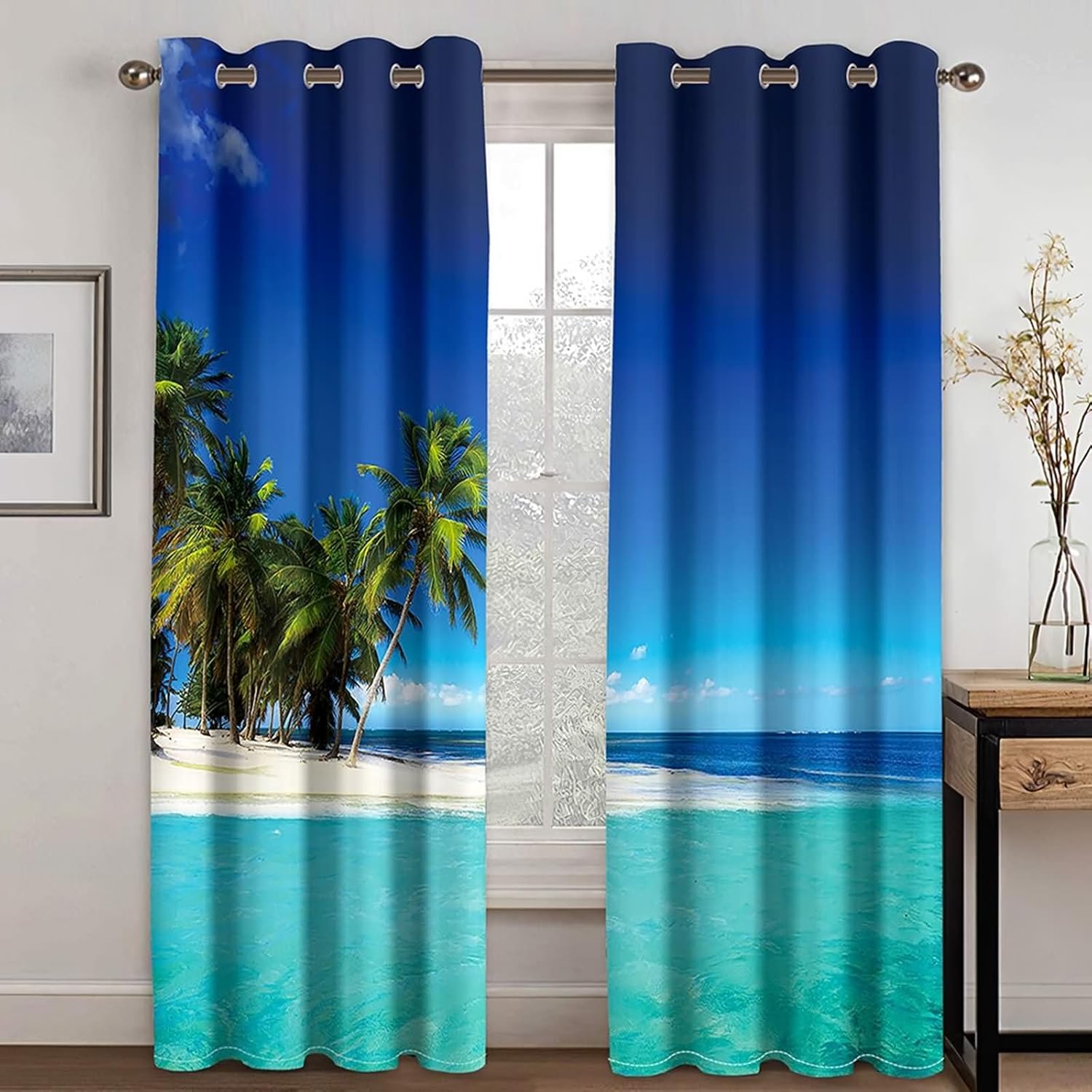 Coconut Tree Curtains Set 2 Panels Blackout Kitchen Bedroom