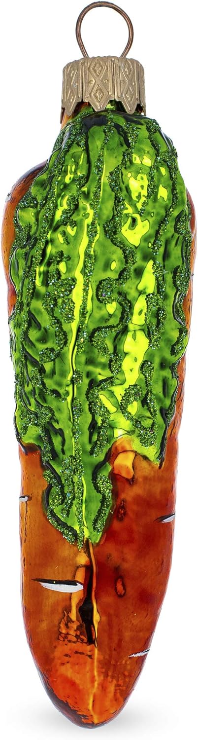 Shiny Carrot Glass Christmas Ornament 1