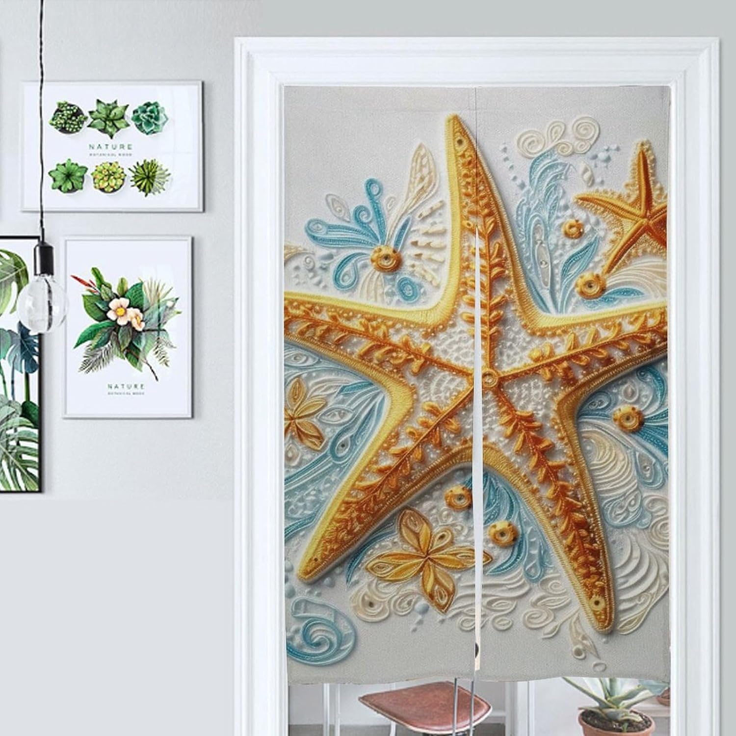 Delicate Starfish Printed Door Curtain 34x57 Inch