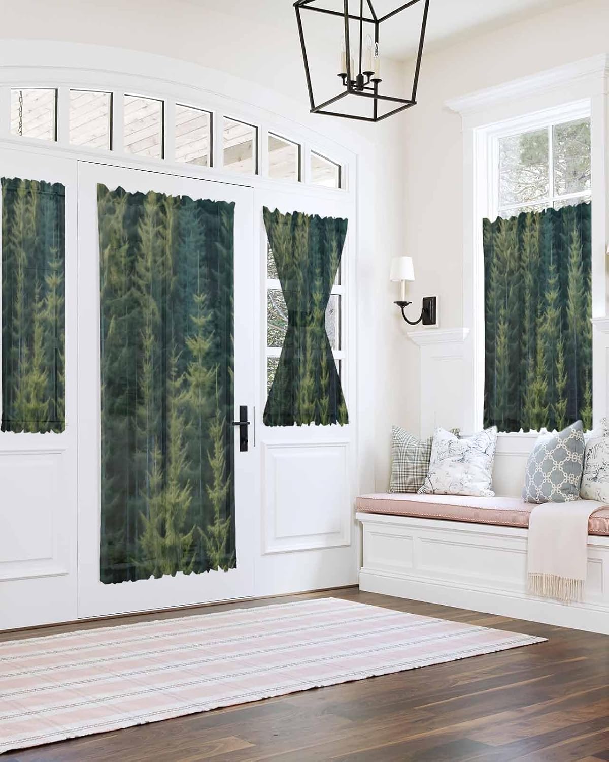 Green Pine Trees French Door Curtain