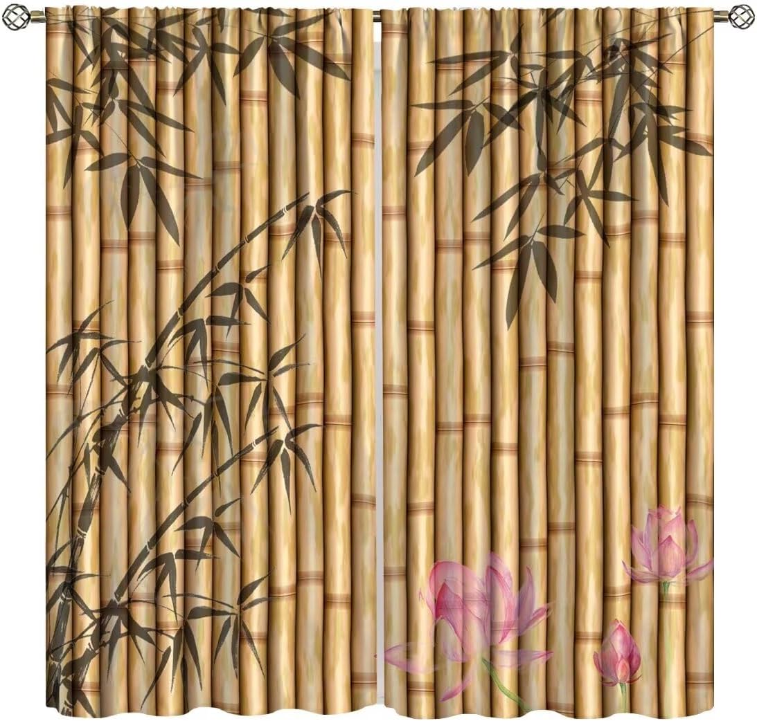 Bamboo Print Curtains for Bedroom and Living Room