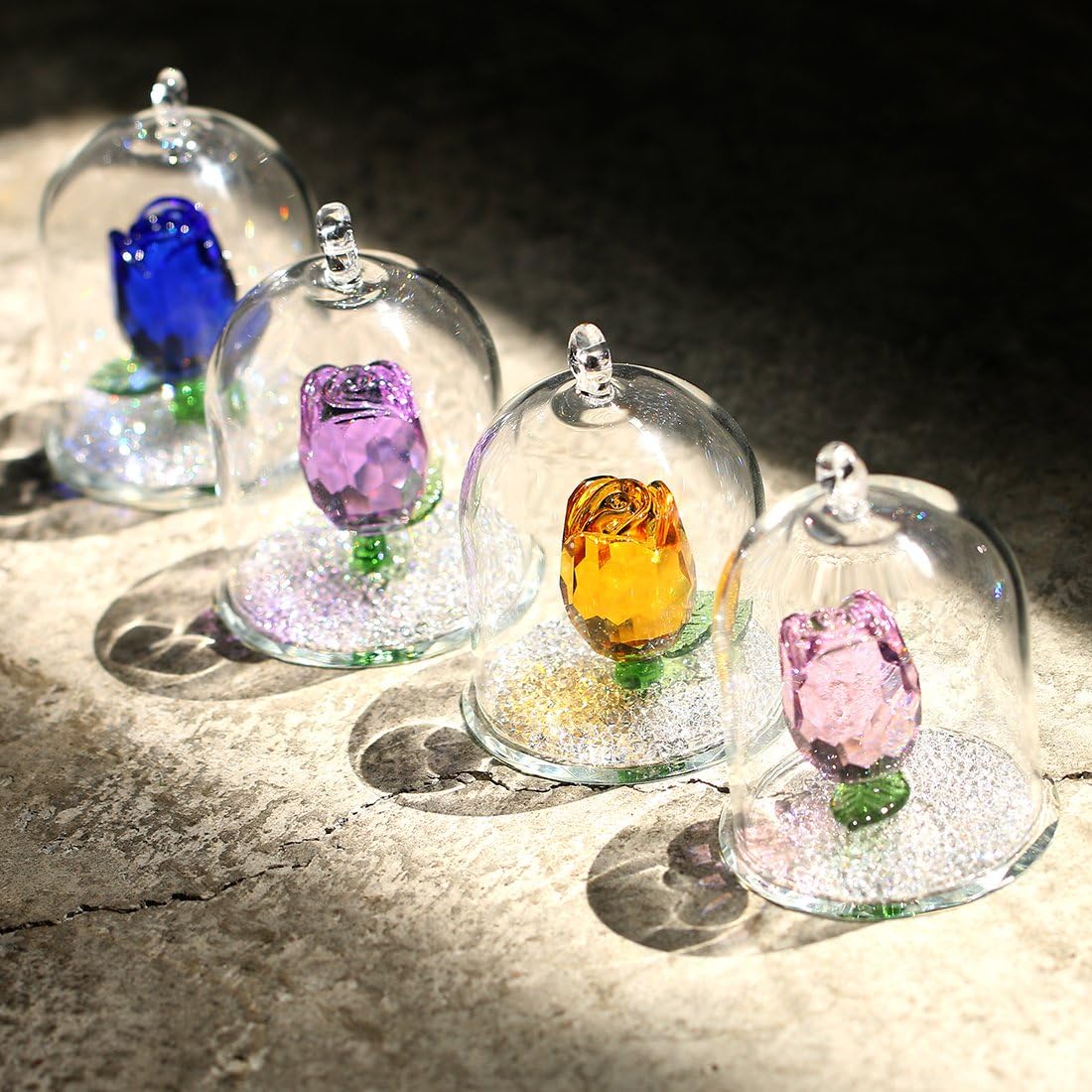 HD Crystal Rose Glass Hanging Decor Ornament