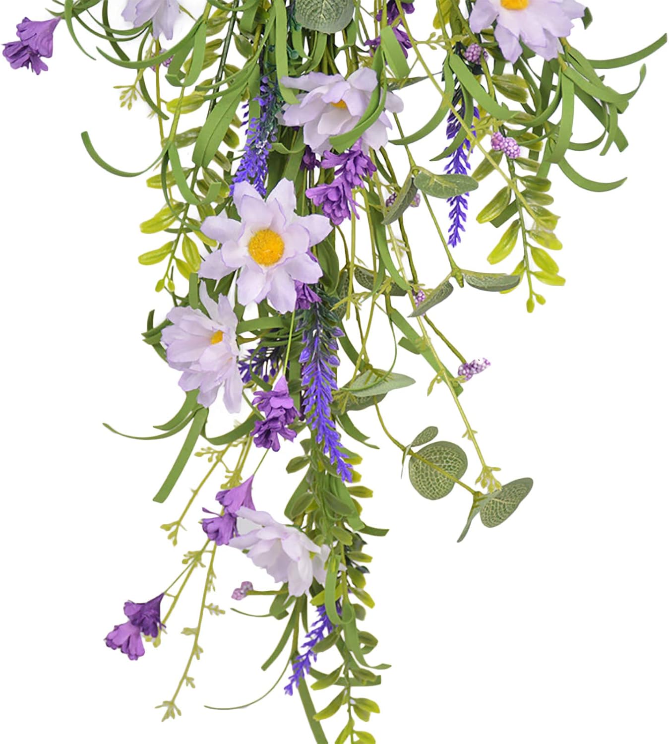 Artificial Daisy Teardrop Wreath for Front Door