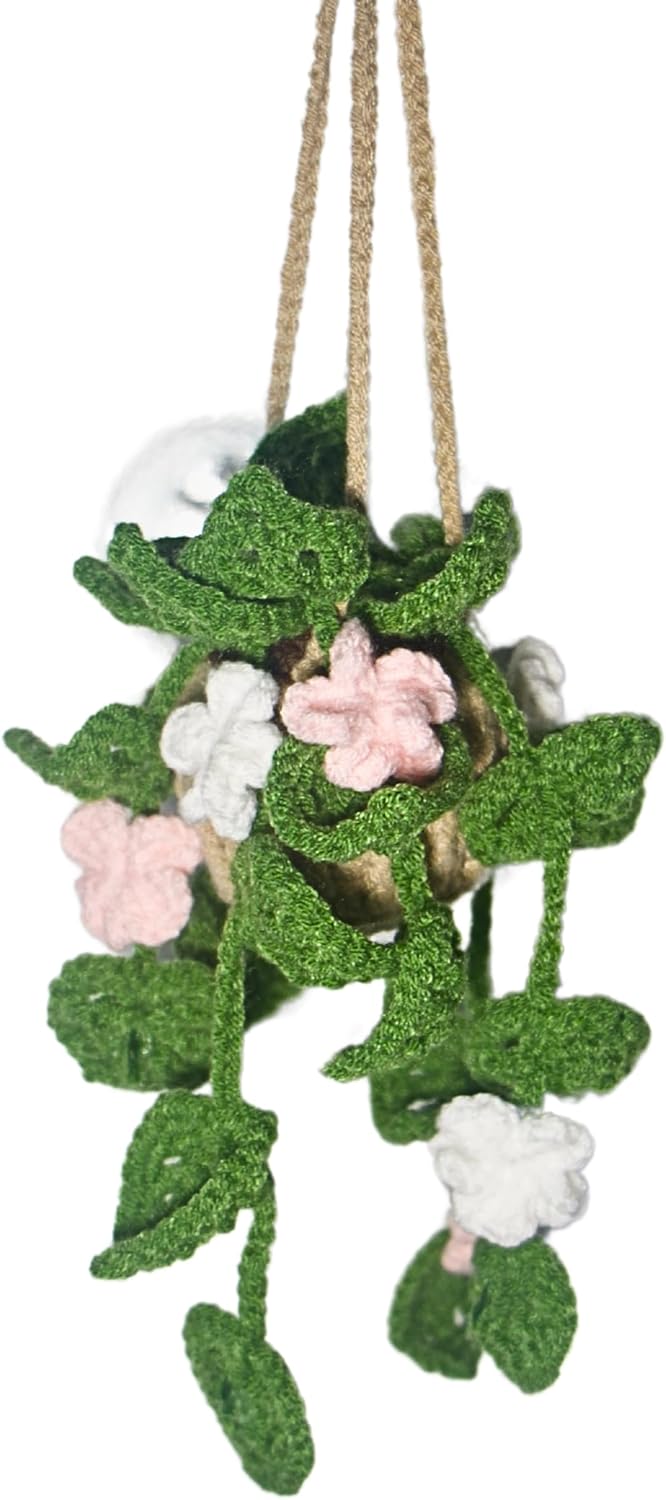 TAPHOA Plant Car Accessory - Heart Leaves Hanging Mirror Ornament