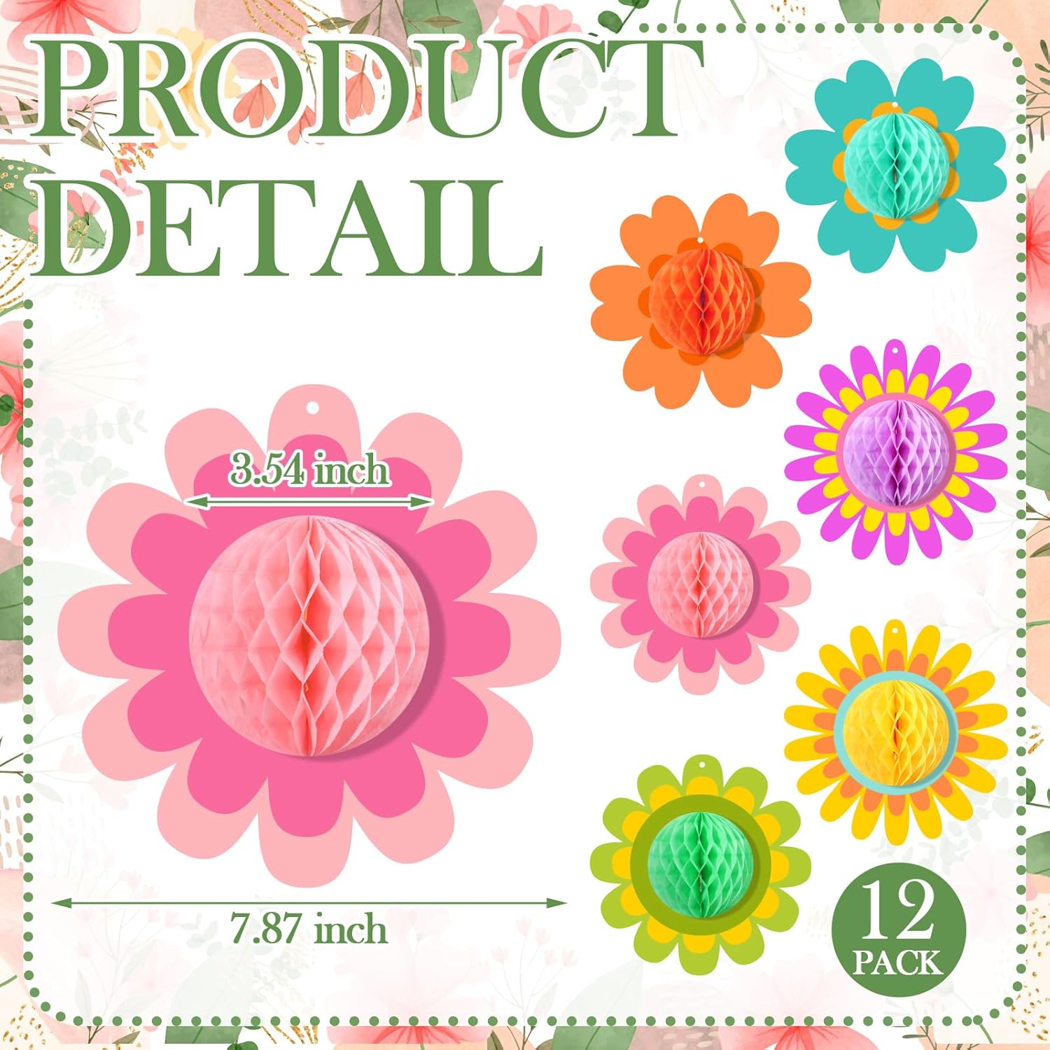 12 Pcs Daisy Honeycomb Hanging Decorations Summer Party Supplies