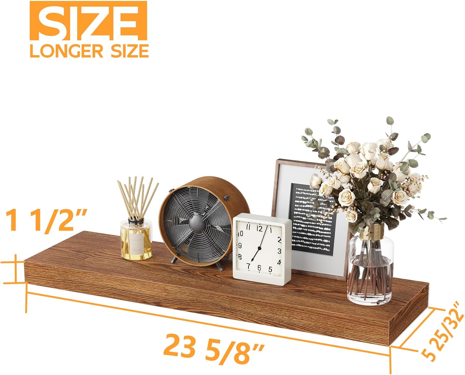 BAMEOS 24x6 Wall Shelf Set with 2 Shelves