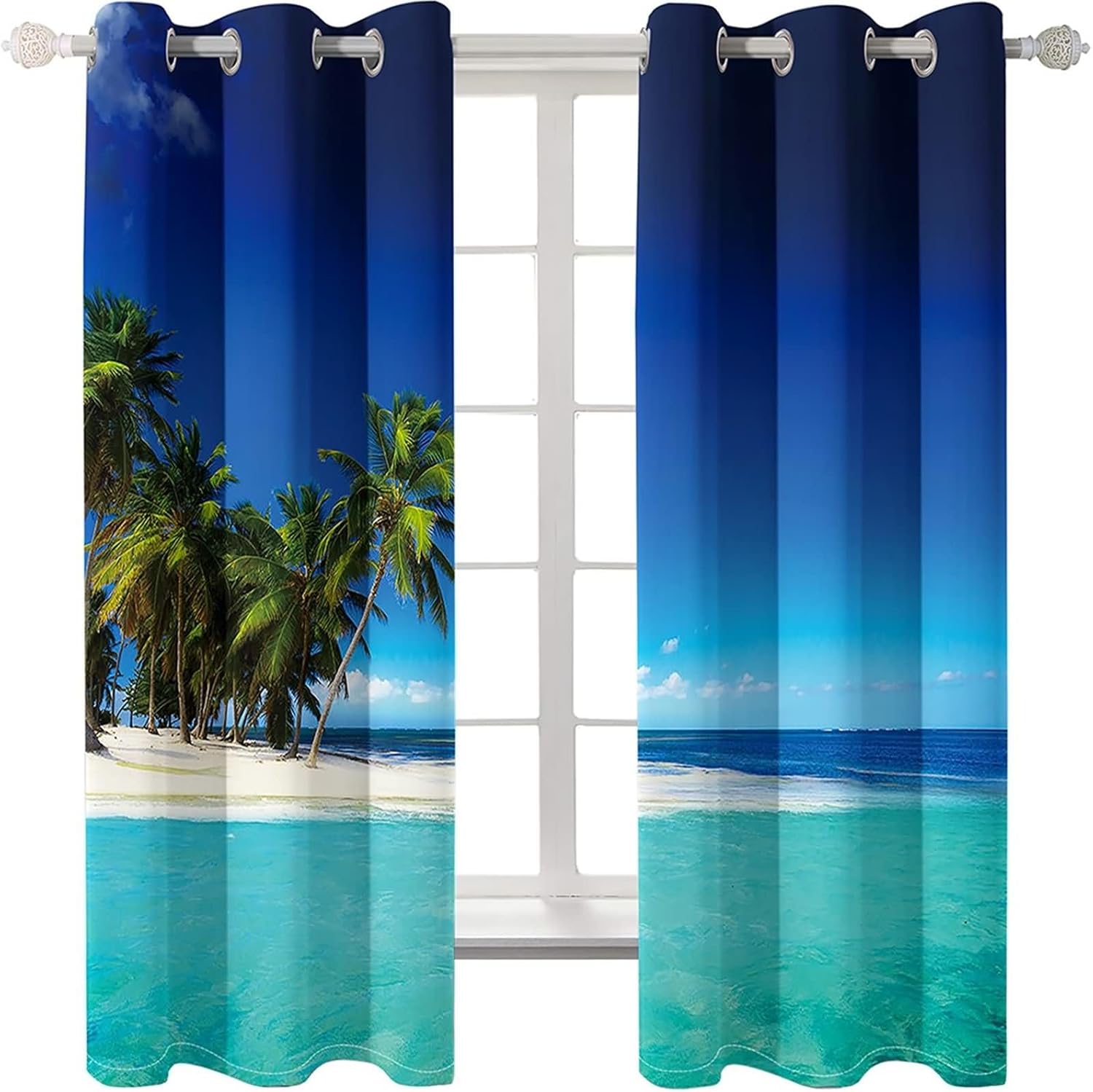Coconut Tree Curtains Set 2 Panels Blackout Kitchen Bedroom