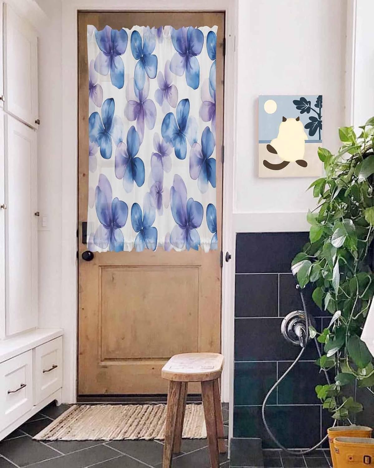 PANJINEXT Door Curtains 54x40 Sheer Panel with Tiebacks
