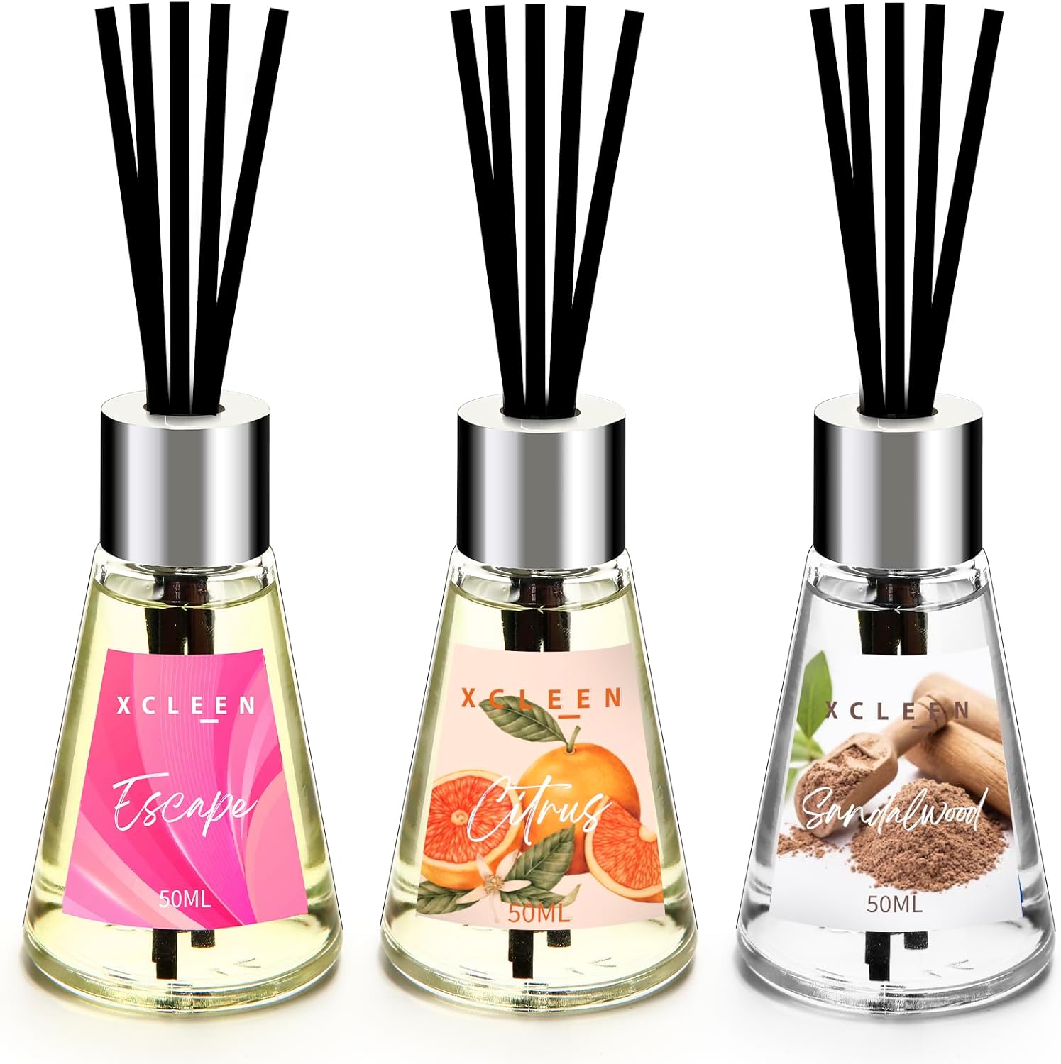Xcleen 3 Pack Reed Diffuser Set - Citrus Escape Sandalwood