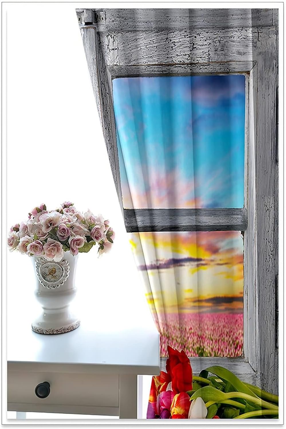 Homxi 2 Panel Blackout Curtains Set Grey Blue Yellow Pink