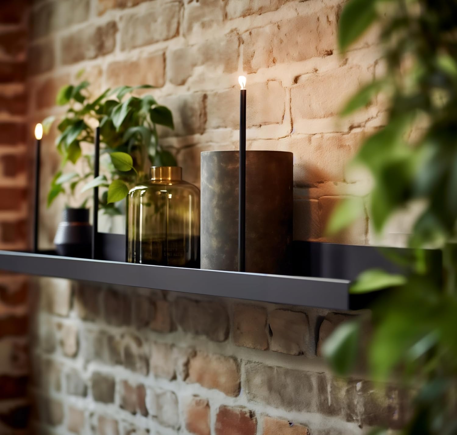 DIY CARTEL Floating Metal Wall Shelf - 48in Black
