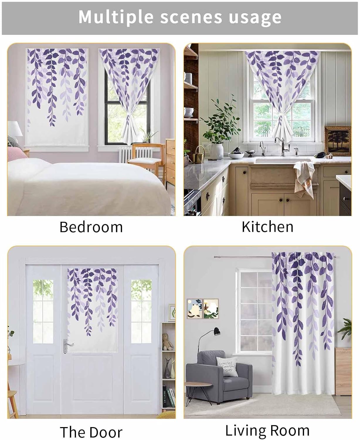 Yomandocix Purple Ombre Self Adhesive Blackout Curtains 35x48 Inches