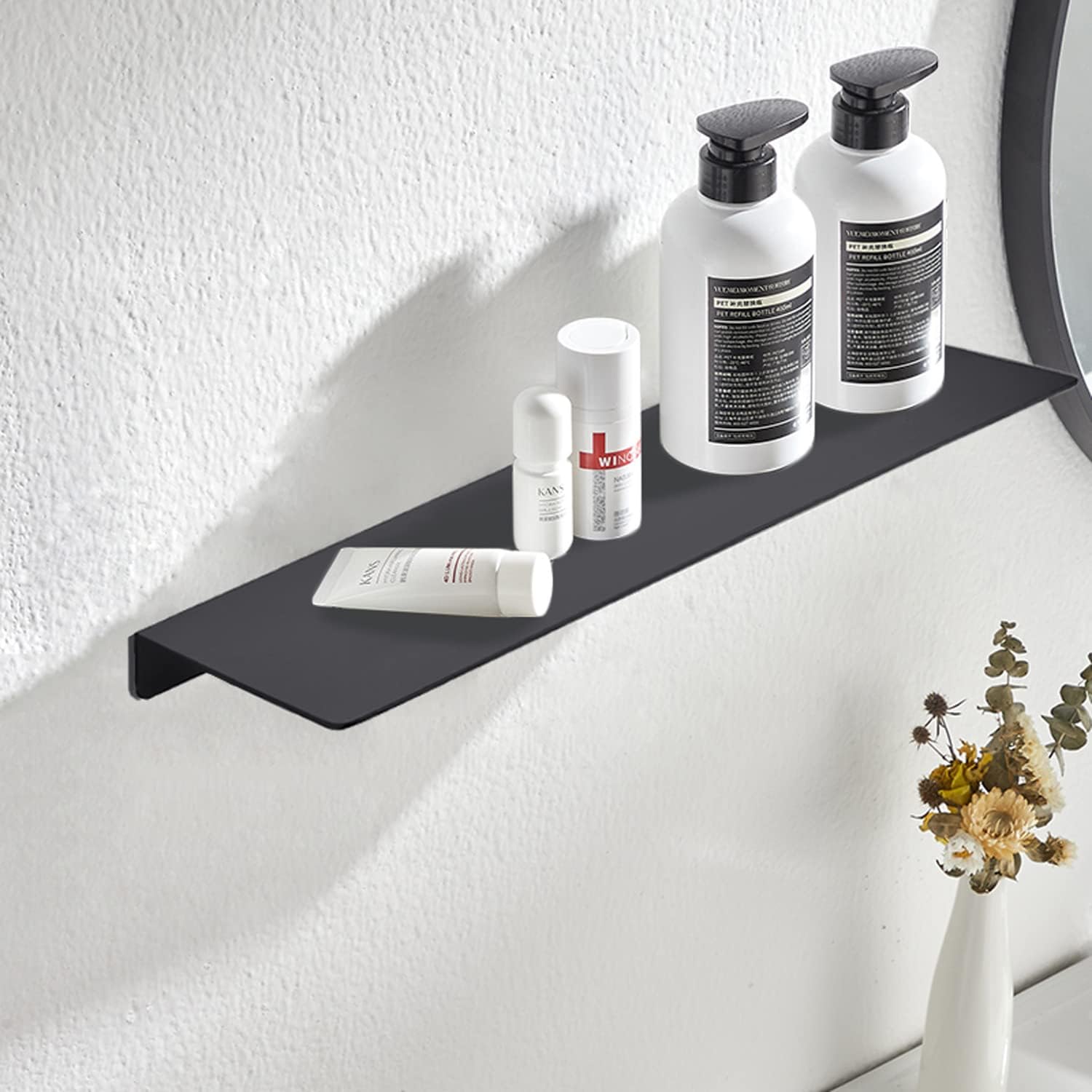 TRUSTMI Wall Mounted Floating Shelf Heavy Duty Matte Black