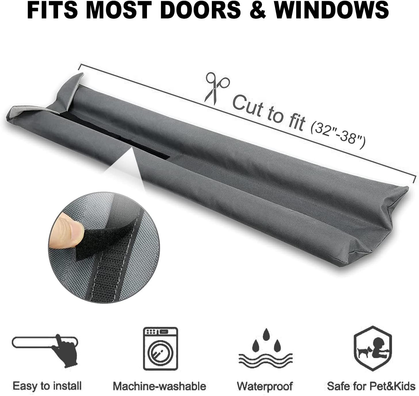 Gigbuff Cam Door Draft Stopper 30-36 Inches Gray