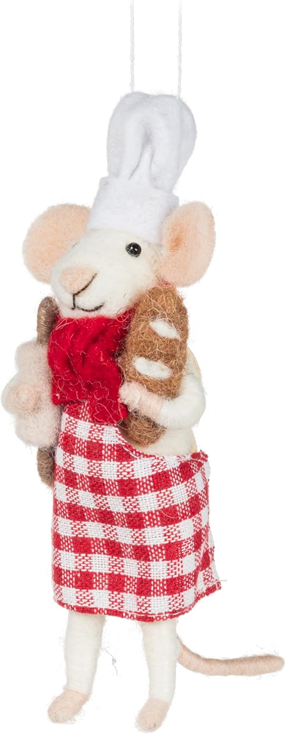 Abbott Collection Pastry Chef Mouse Ornament Red 6 Inch