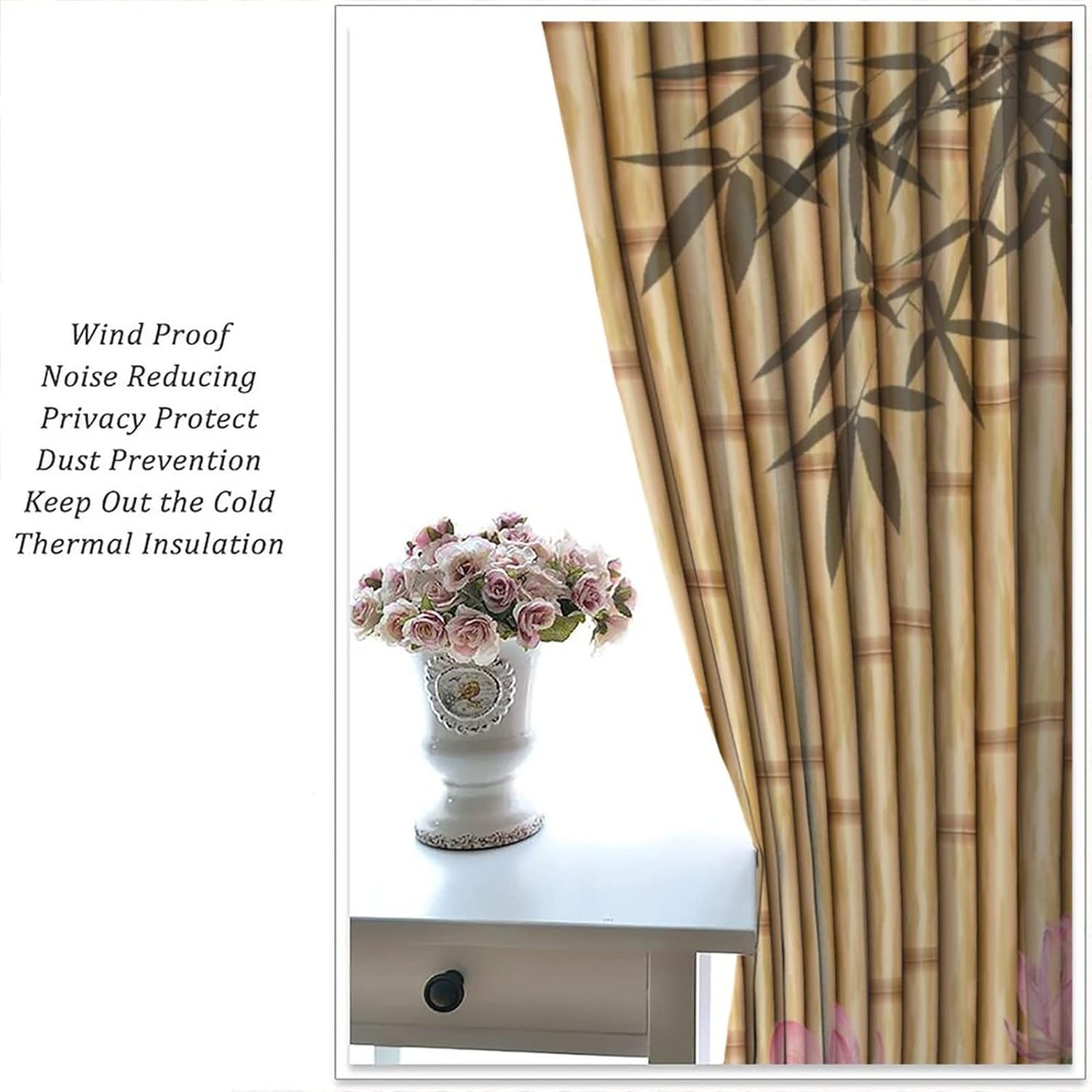 Bamboo Print Curtains for Bedroom and Living Room