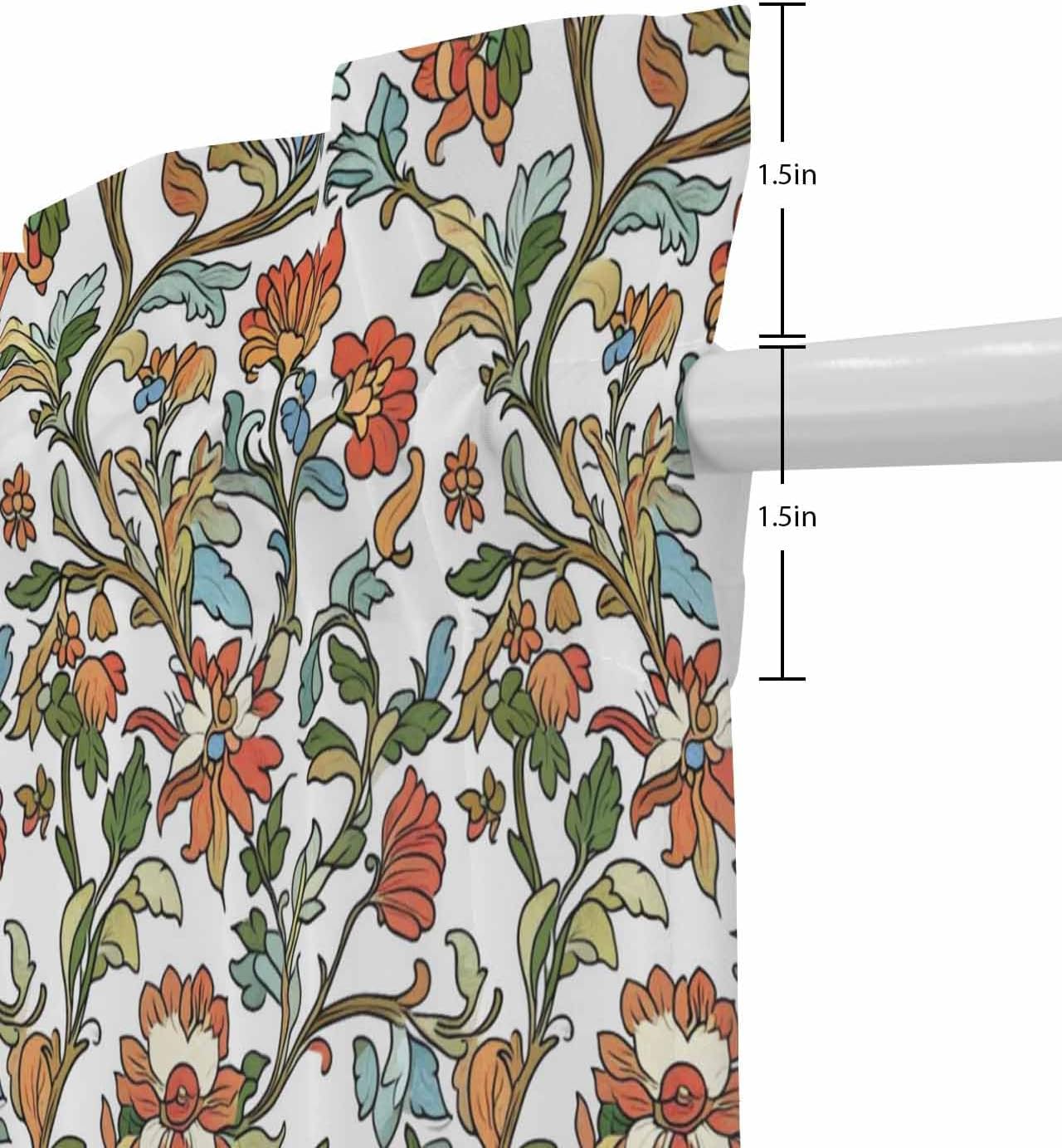 Red Green Floral French Door Curtain Panels