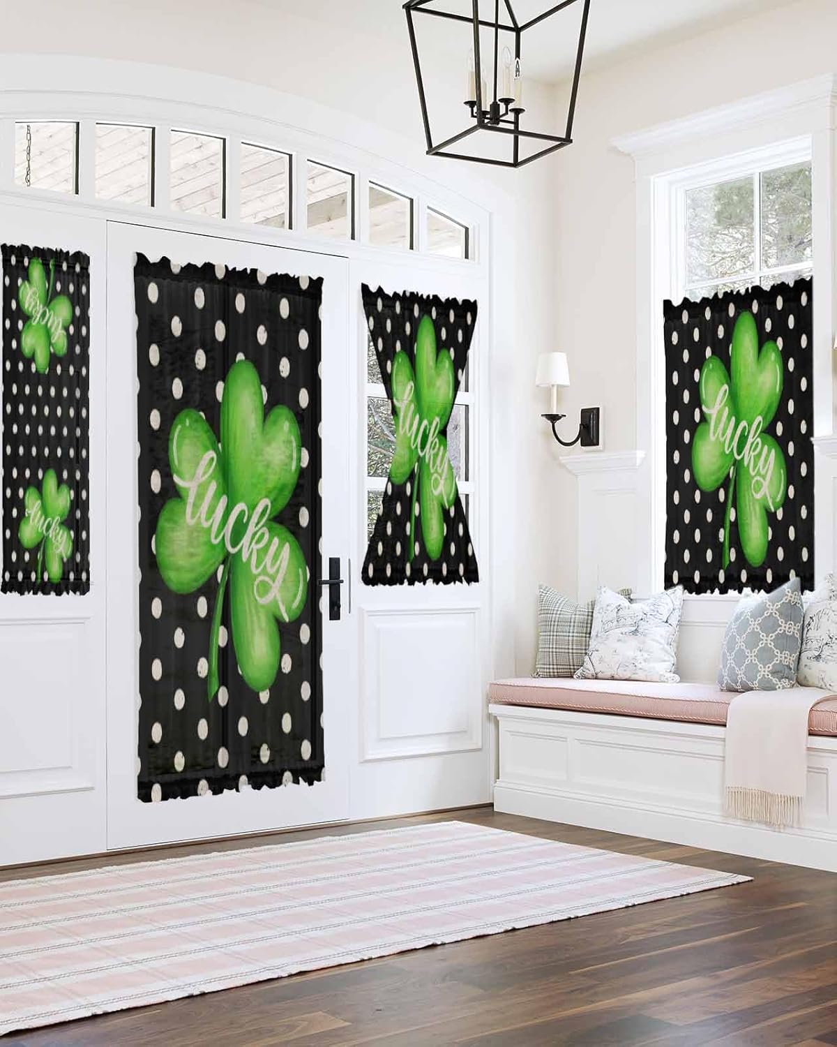 St Patricks Day Front Door Curtain with Tiebacks 54x72 Inch