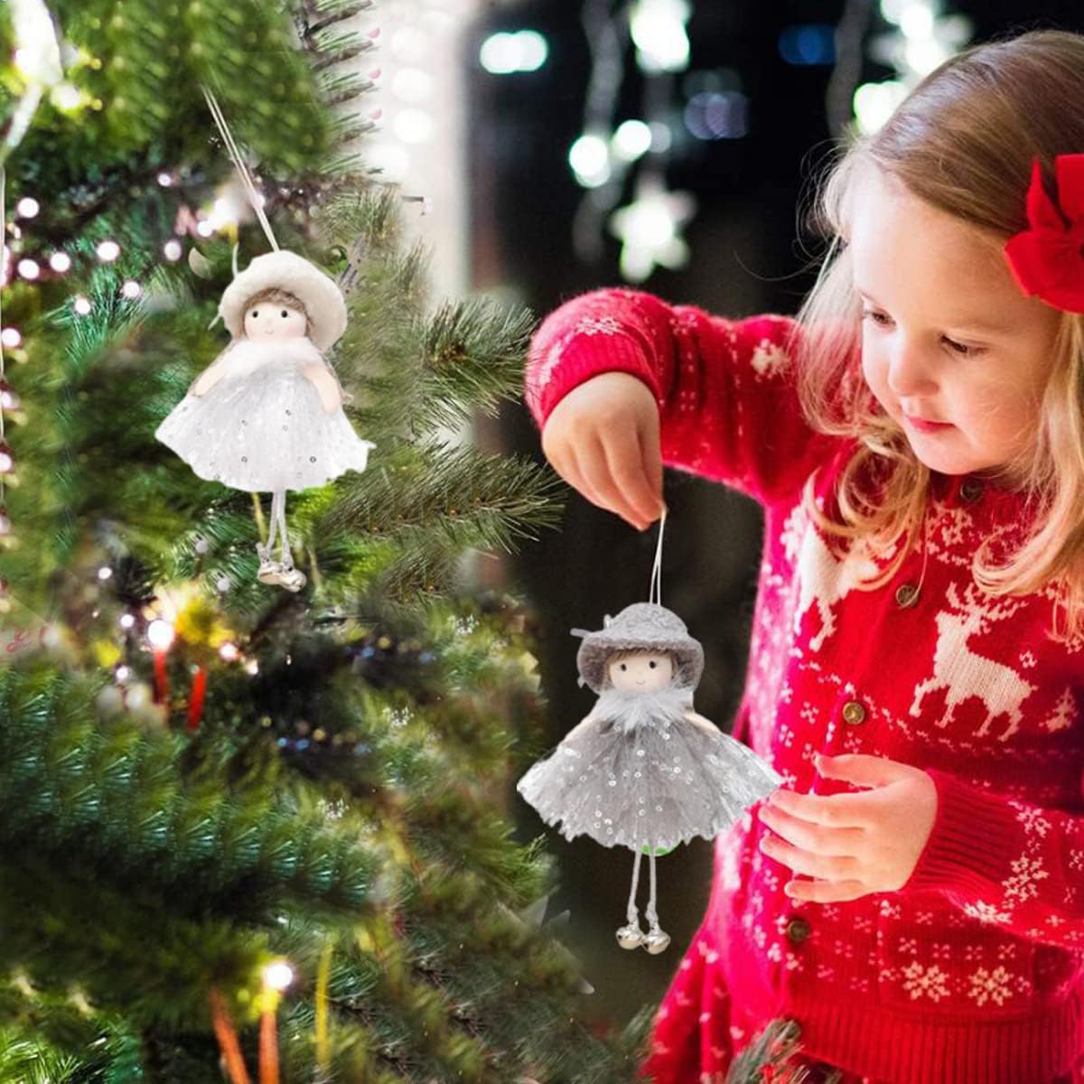 3 Pcs Angel Doll Pendants Festive Hanging Ornaments for Christmas and Holidays