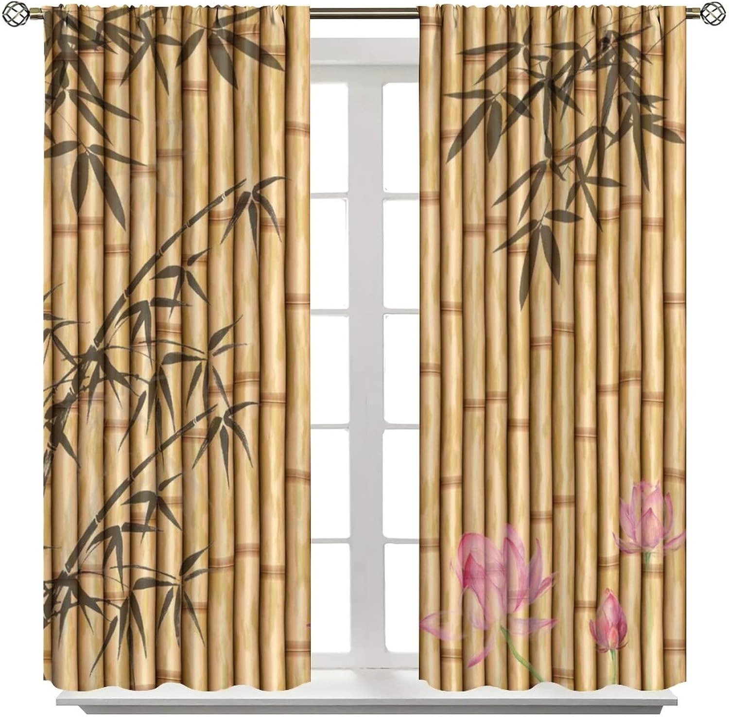 Bamboo Print Curtains for Bedroom and Living Room