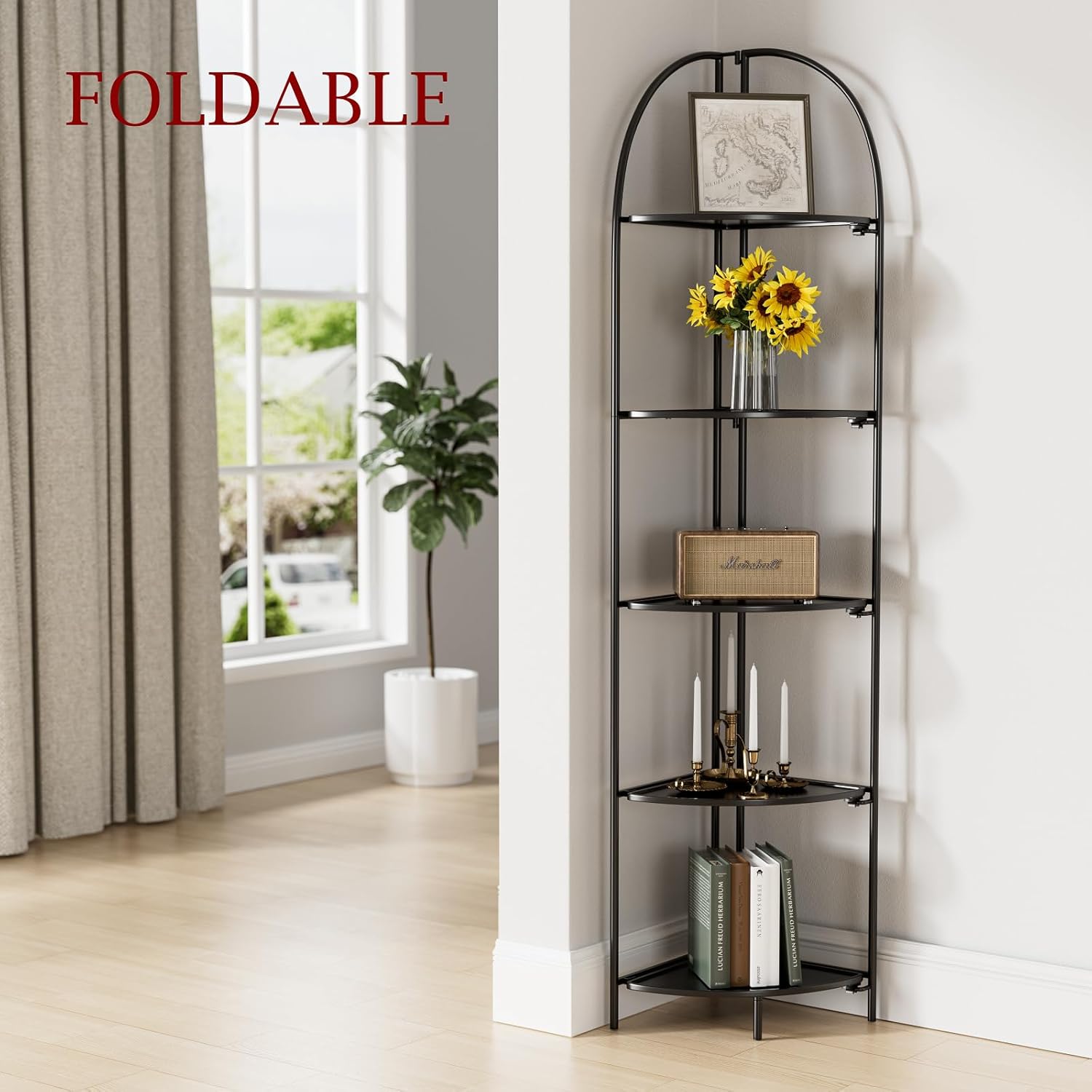 Crofy Foldable 5 Tier Corner Shelf Unit