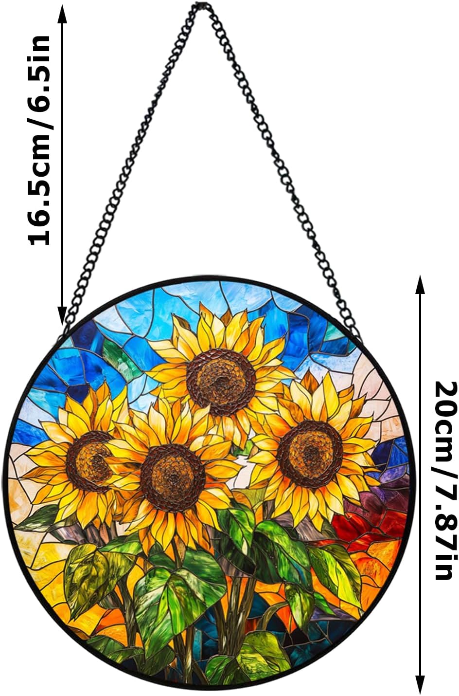 Sunflower Stained Glass Ornament 20cm Kitchen Decor for Home
