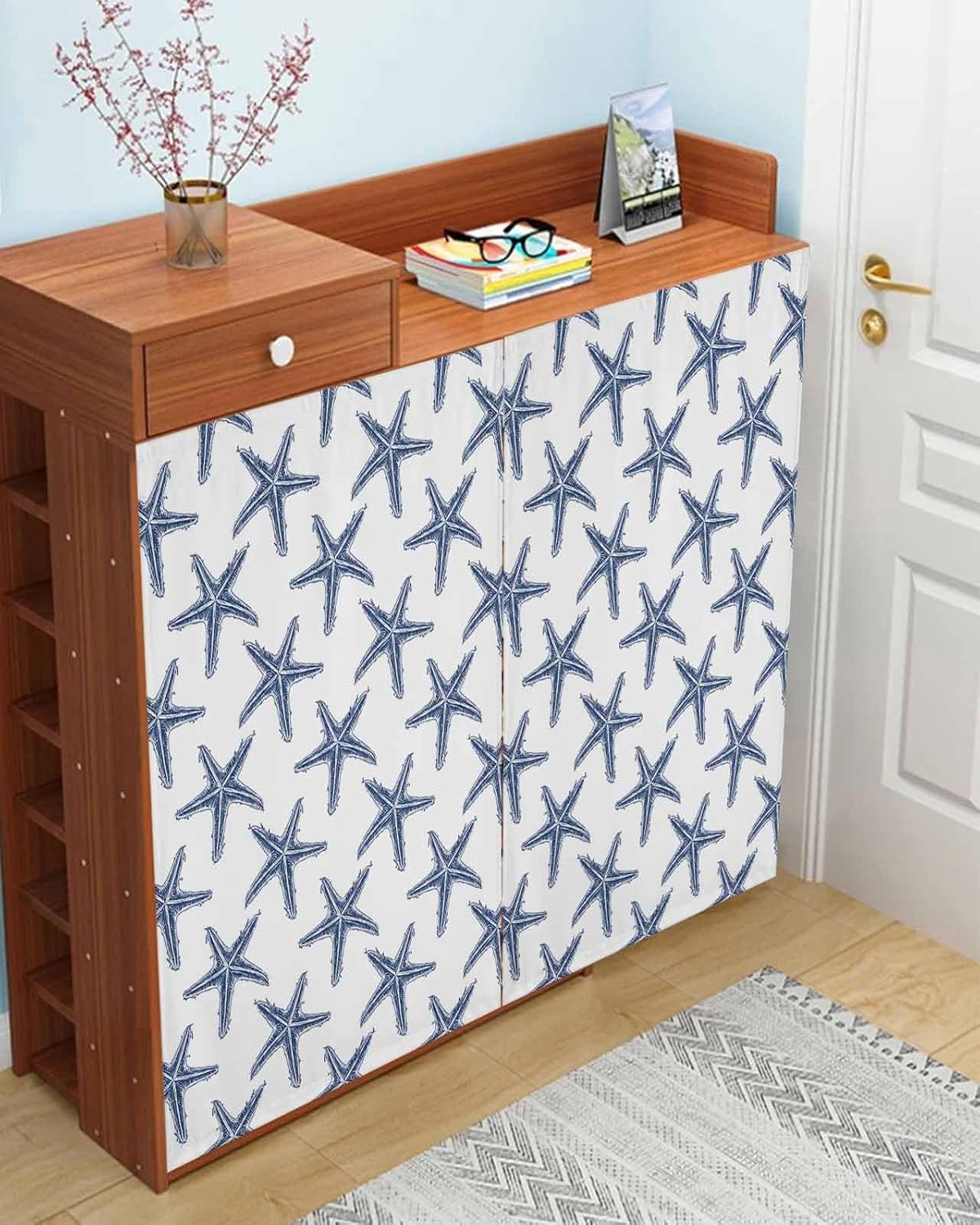 Navy Blue Starlight Self Adhesive Blackout Curtains for Windows