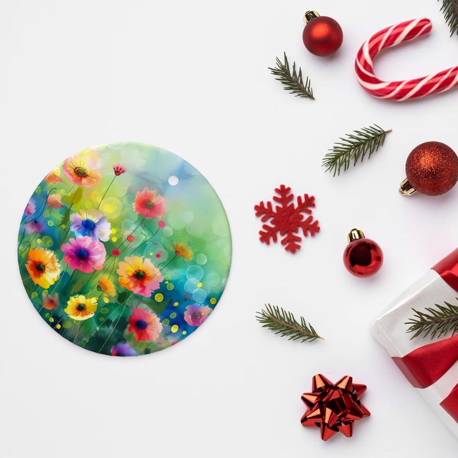 Christmas Ornaments Wildflower Ceramic Pendant Decor