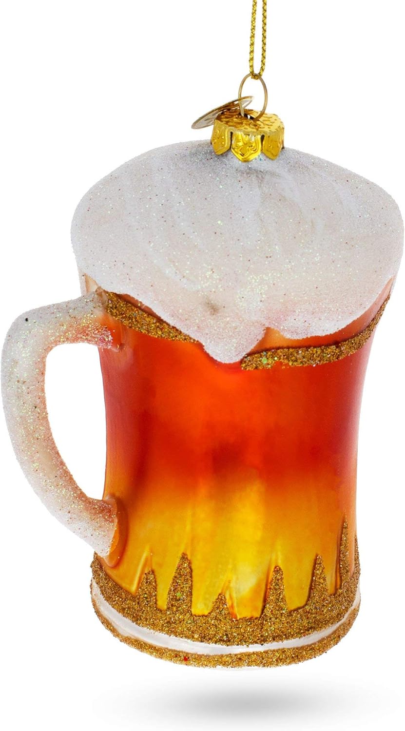 Frothy Beer Stein Blown Glass Christmas Ornament 1