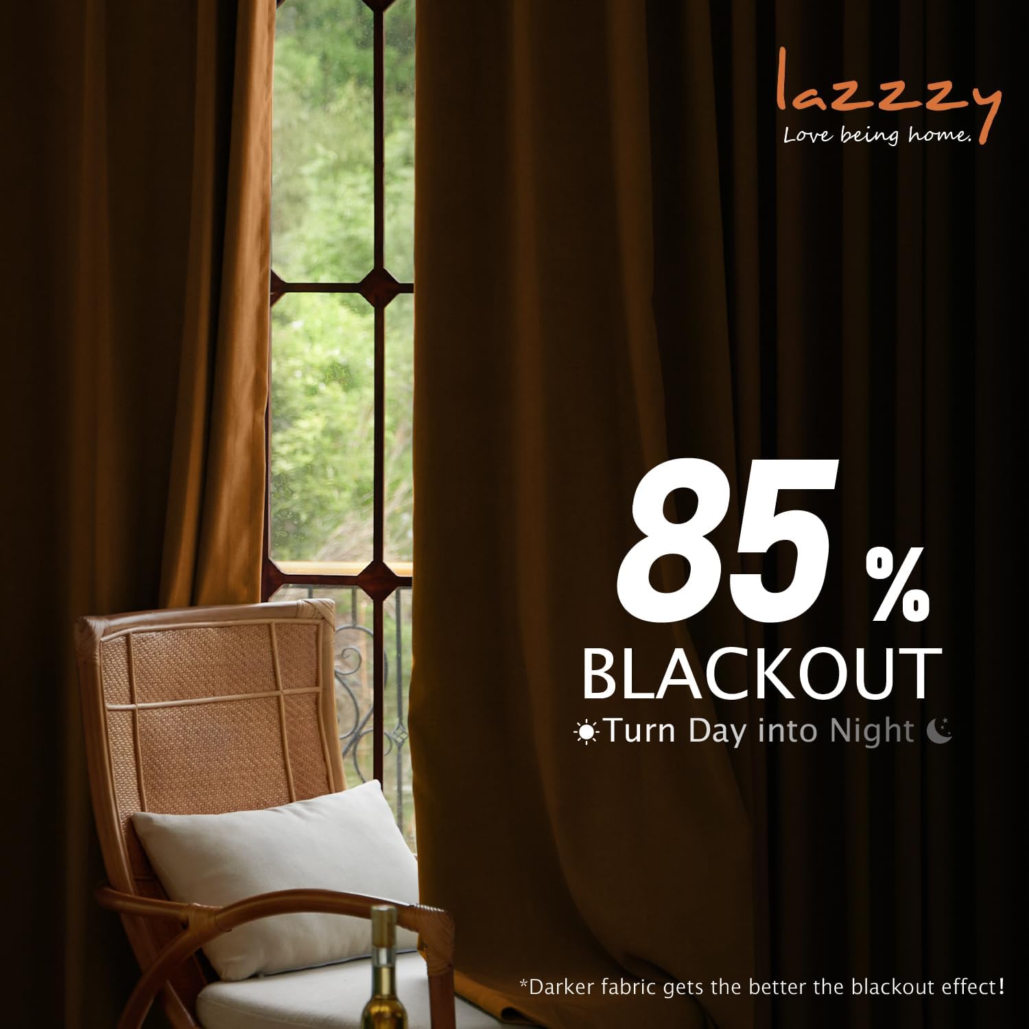 Lazzzy Gold Velvet Thermal Insulated Curtain 84 Inch Panel