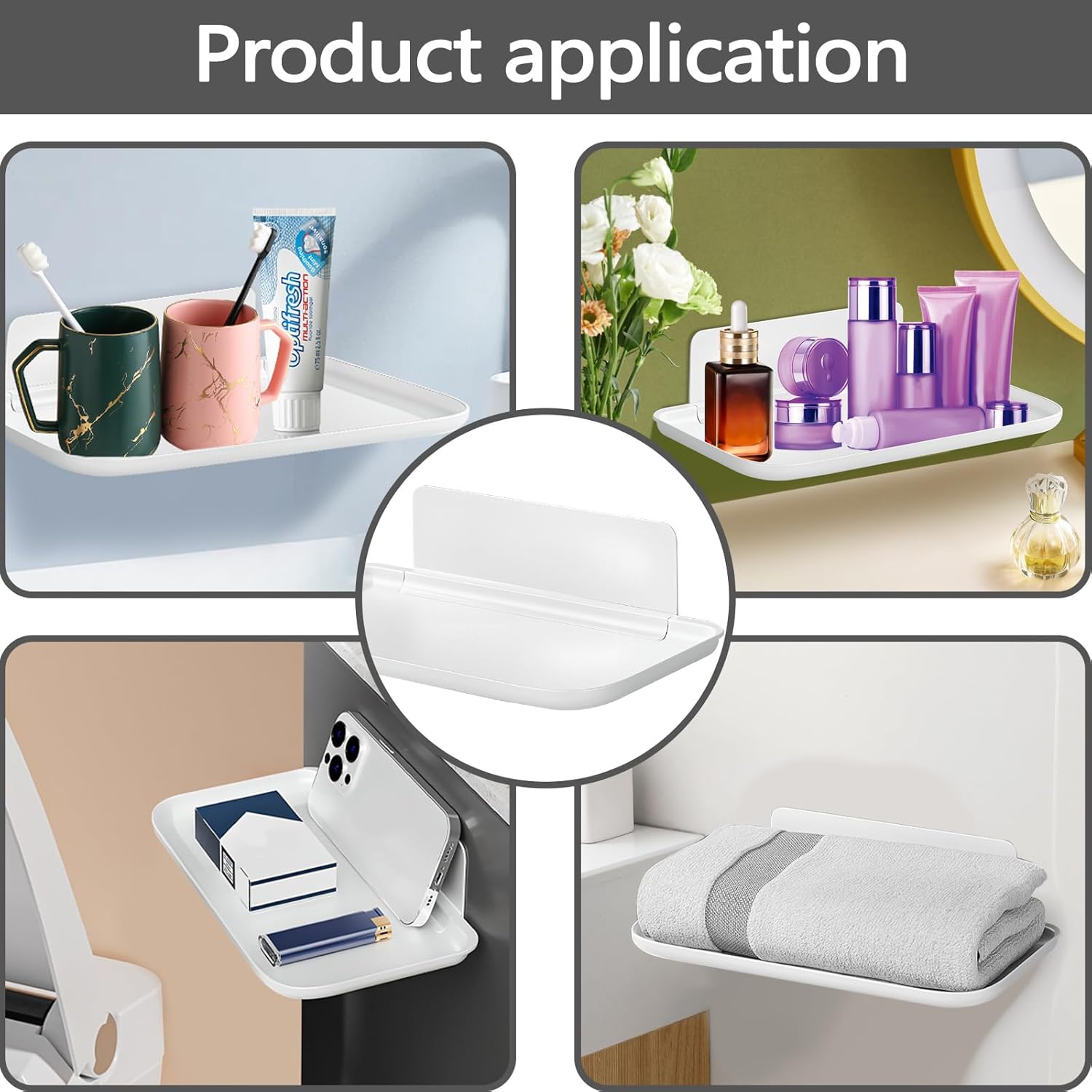 Bagentry 2 Pack White Plastic Folding Wall Shelf Set