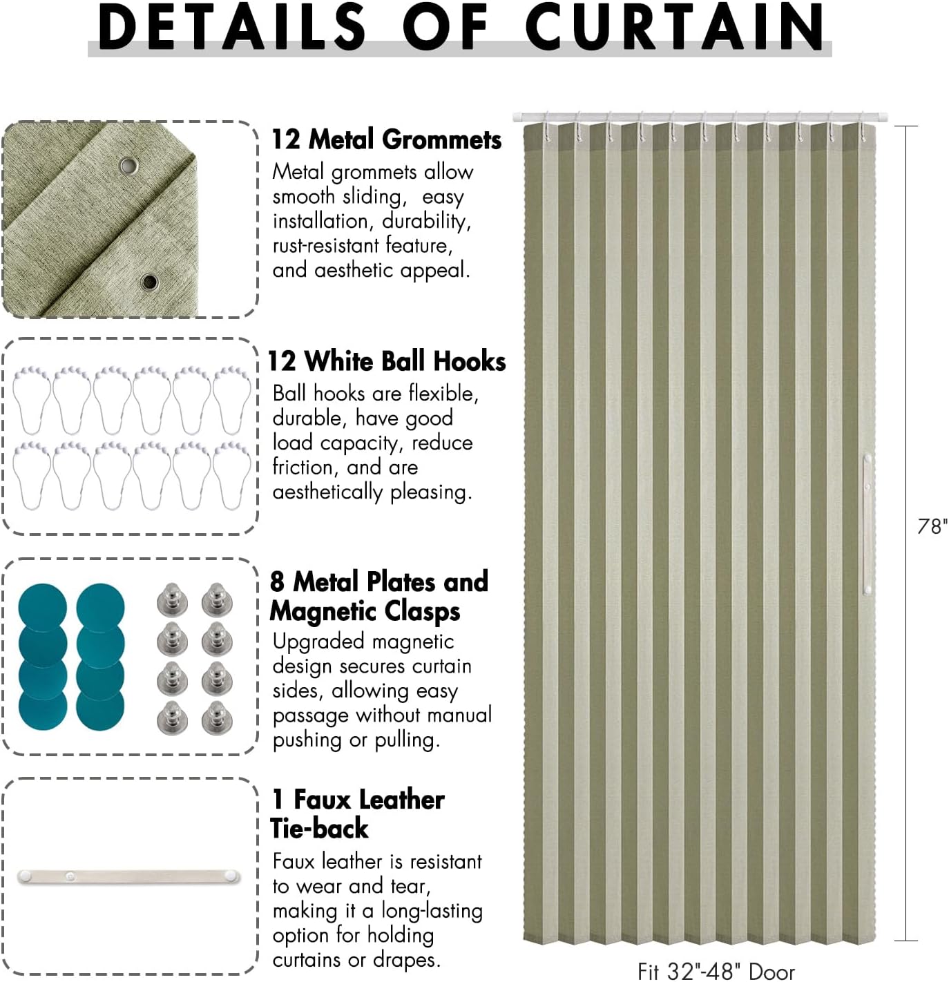 MIULEE Magnetic Door Curtains with Folding Design