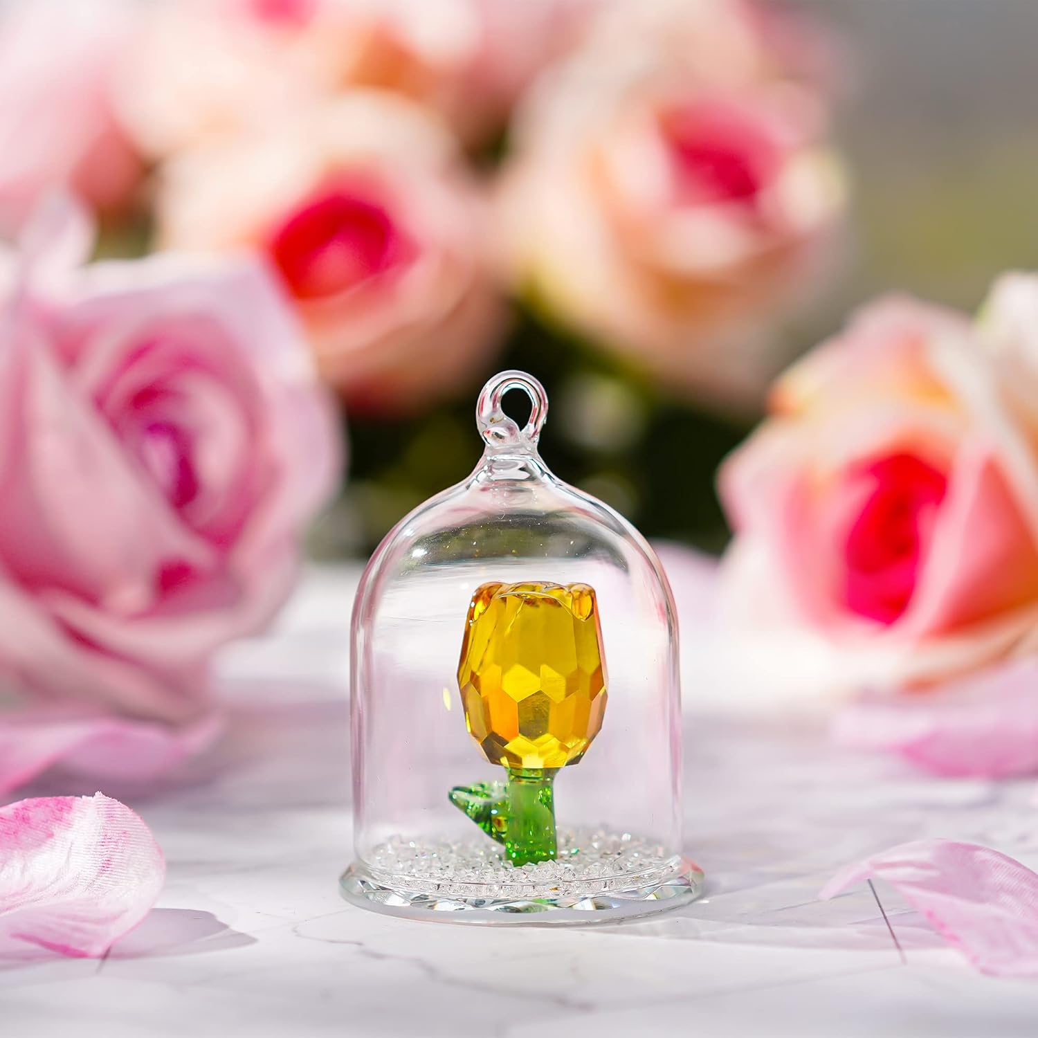 HD Crystal Rose Glass Hanging Decor Ornament