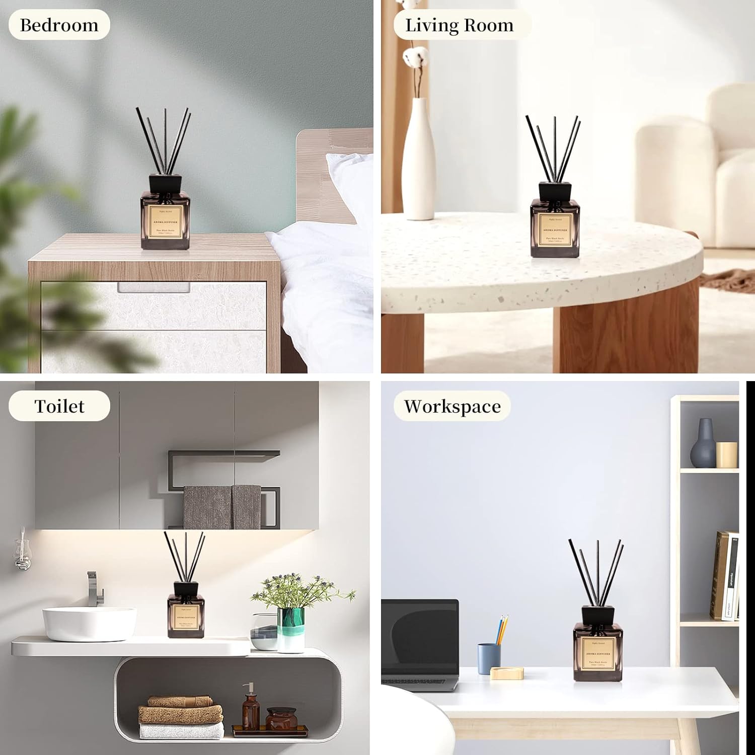 XEPTLE White Musk Cedar Reed Diffuser Set 704 Oz - Black