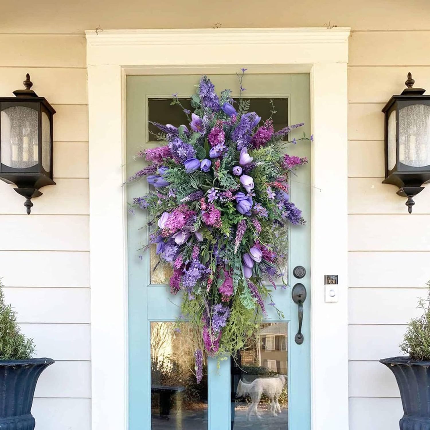 Tulip Teardrop Wreath for Front Door Spring Decor