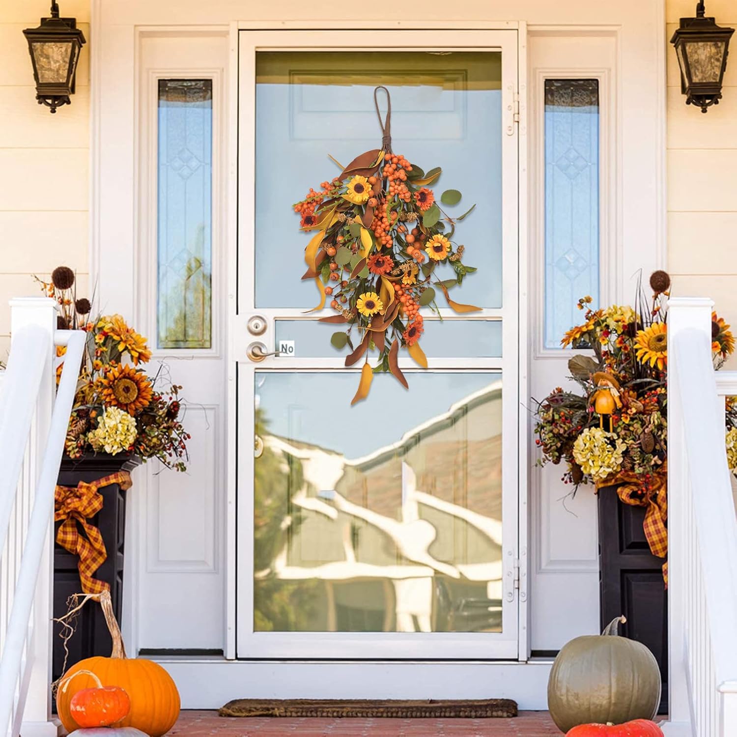 197 Inch Fall Harvest Teardrop Swag Wreath