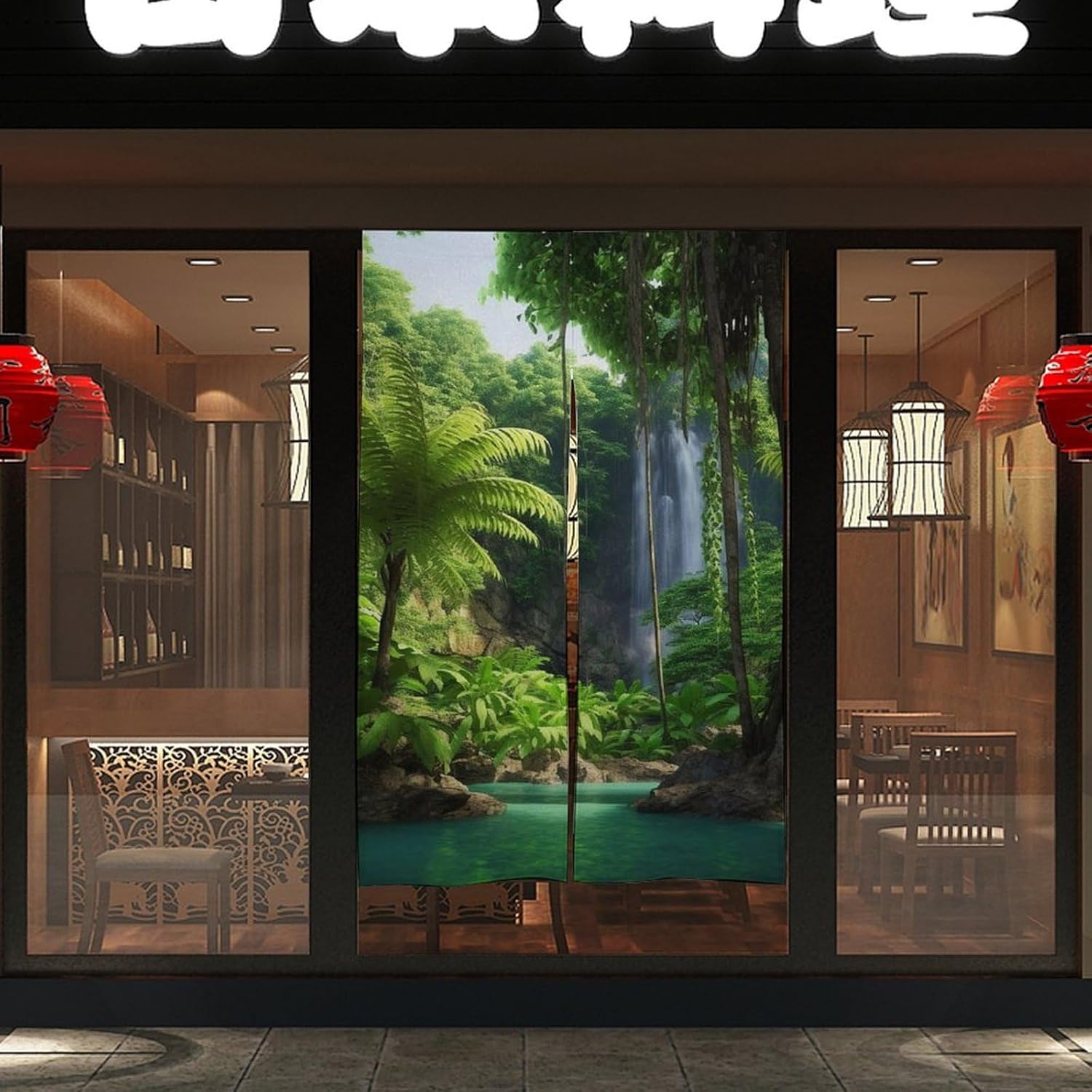 Japanese Noren Tropic Plants Door Curtain 34x57