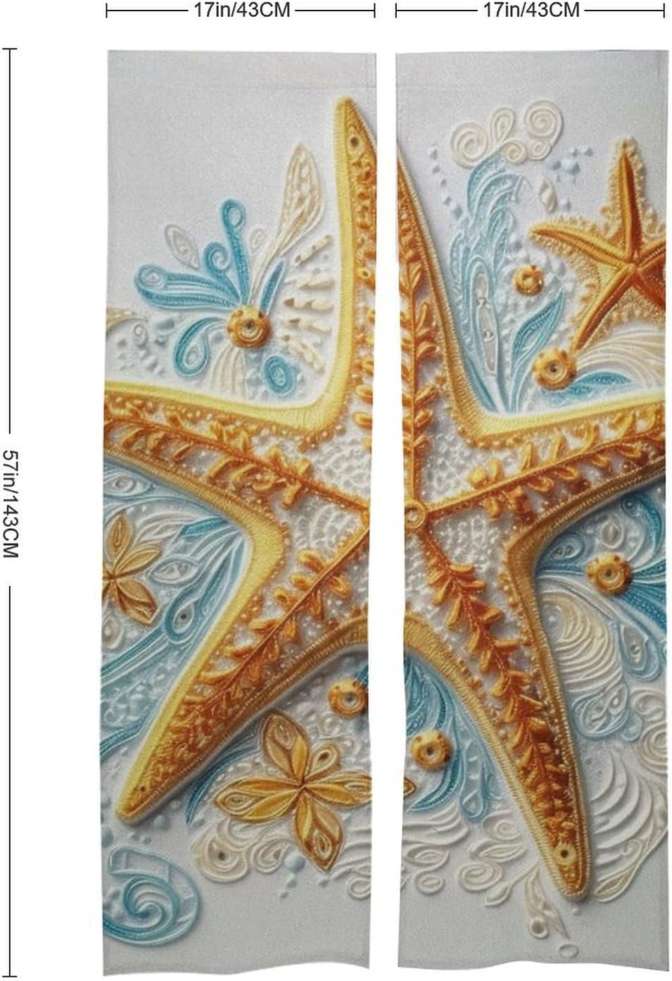 Delicate Starfish Printed Door Curtain 34x57 Inch