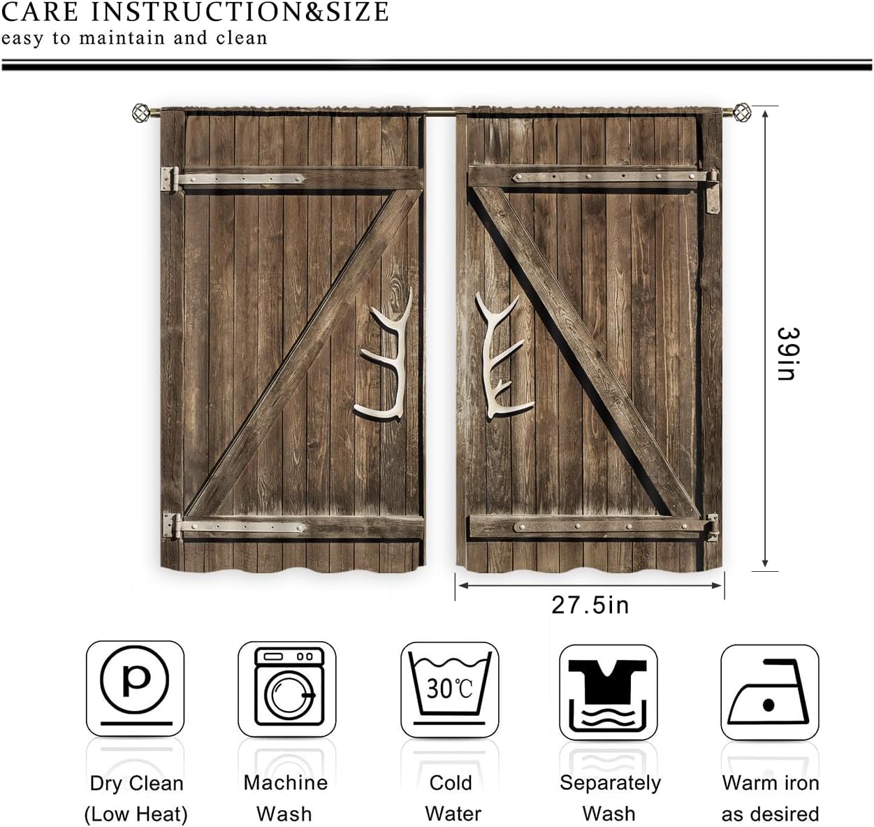 Cinbloo Farmhouse Kitchen Curtains 2 Panels Set