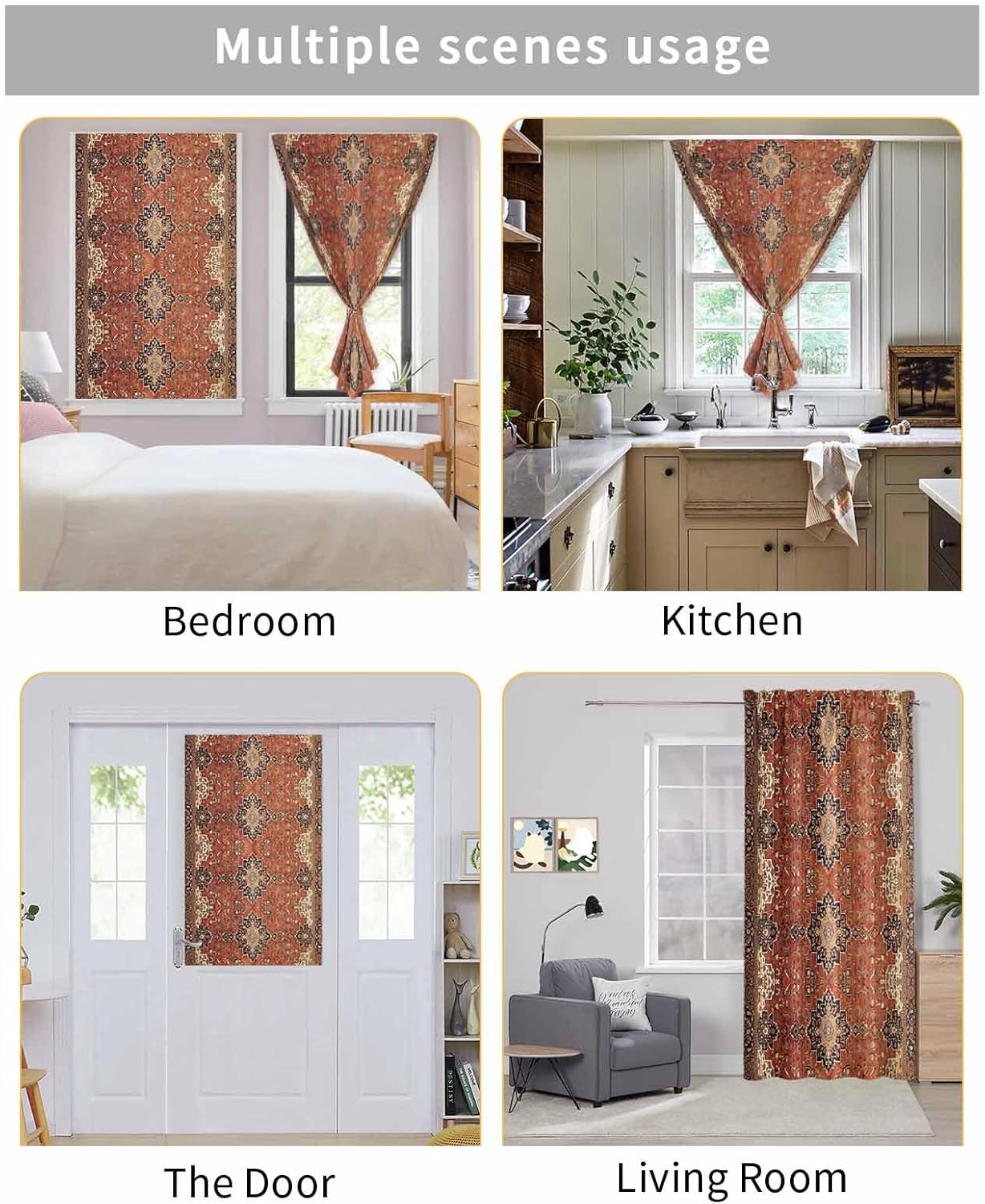 Yomandocix Southwest Self Adhesive Curtains 35x63 Inches 1