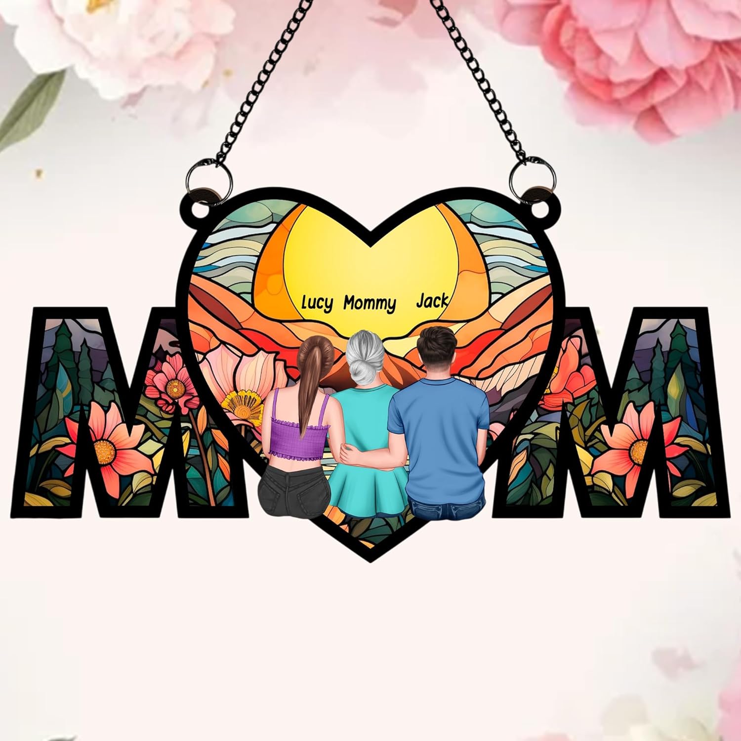 Customized Mom Suncatcher Mothers Day Decor Family Keepsake Ornament