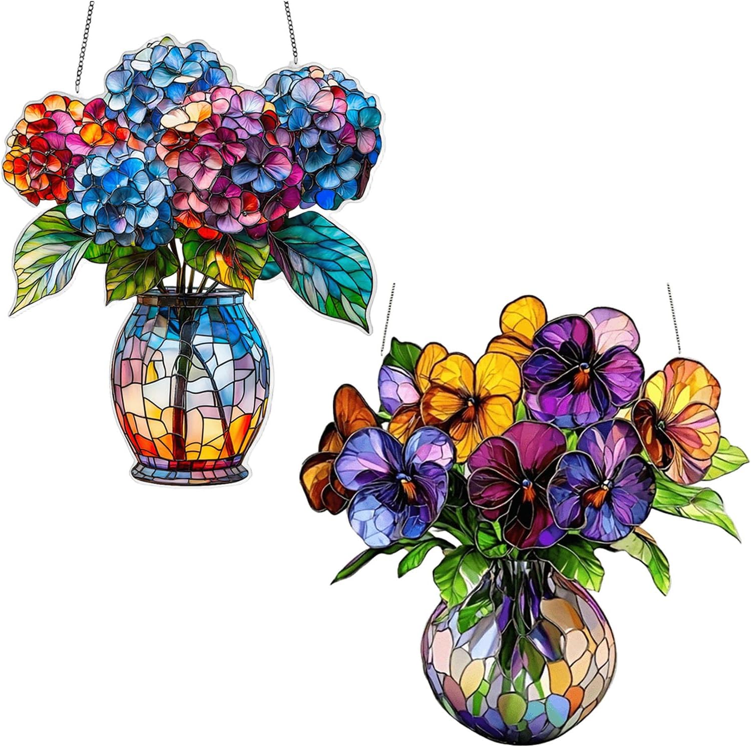 2PCS Flower Flat Acrylic Window Hanging Decor