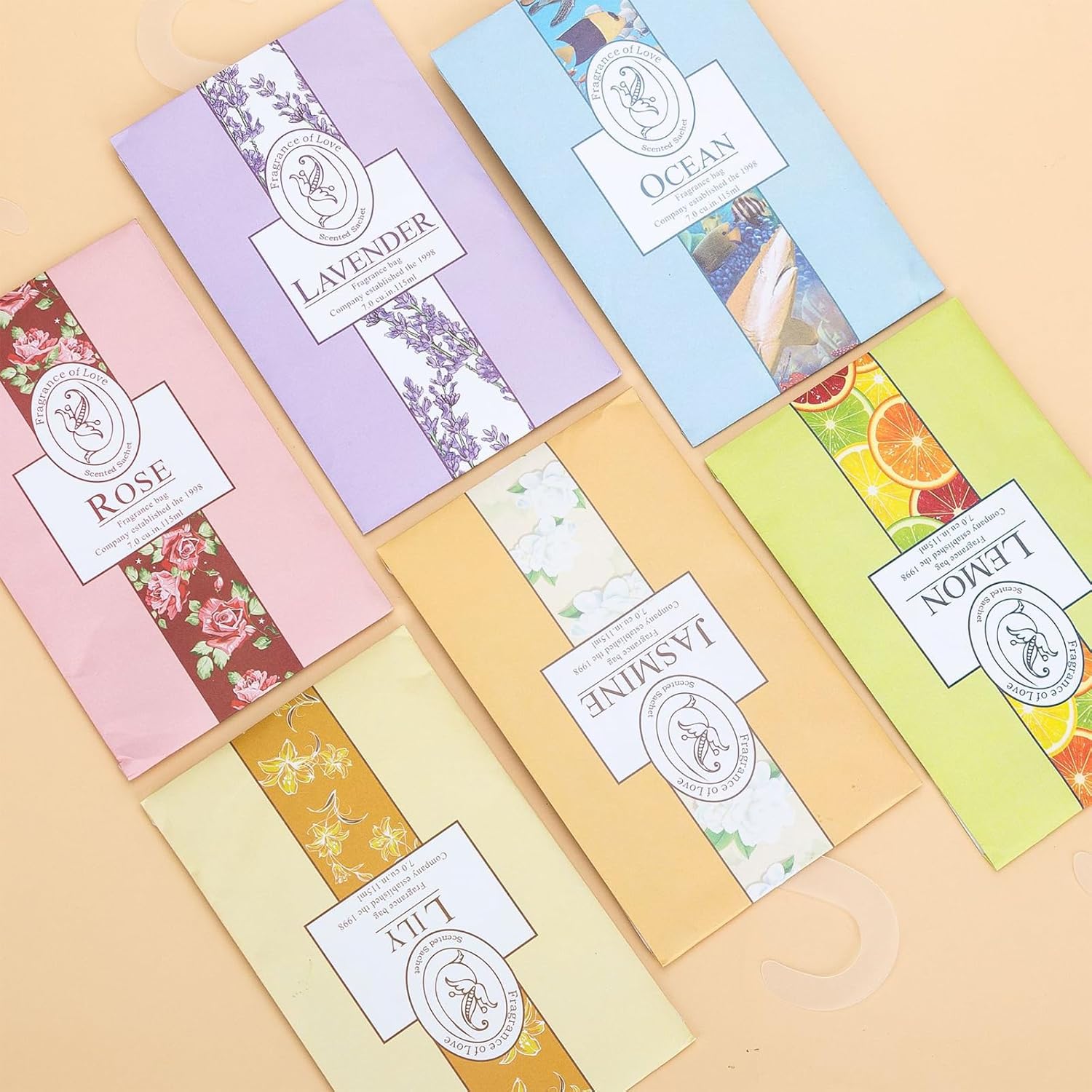 Wardrobe Fresheners with 6 Natural Scents and Hanging Hooks