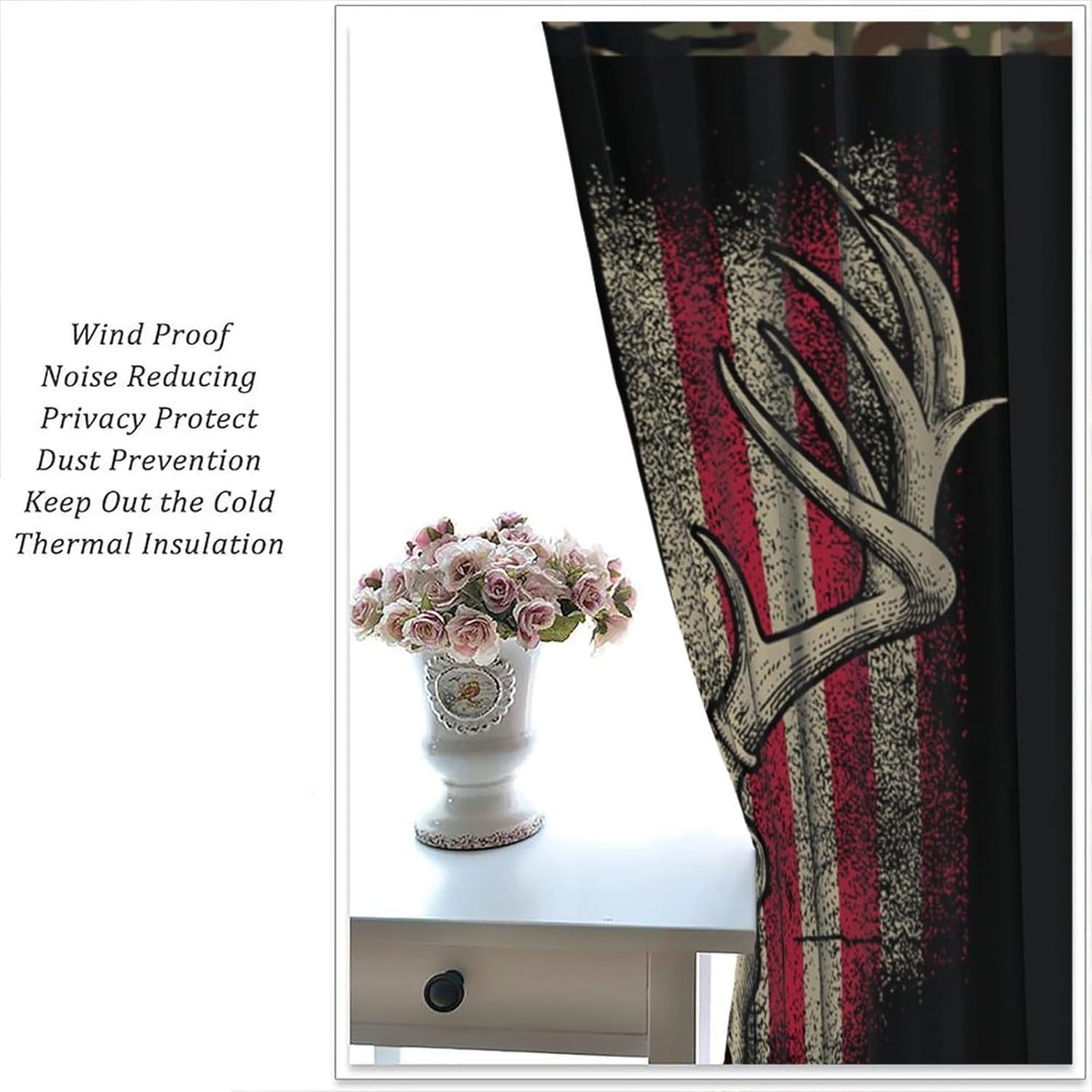 Deer Antler Camouflage Curtains 42 W x 45 L