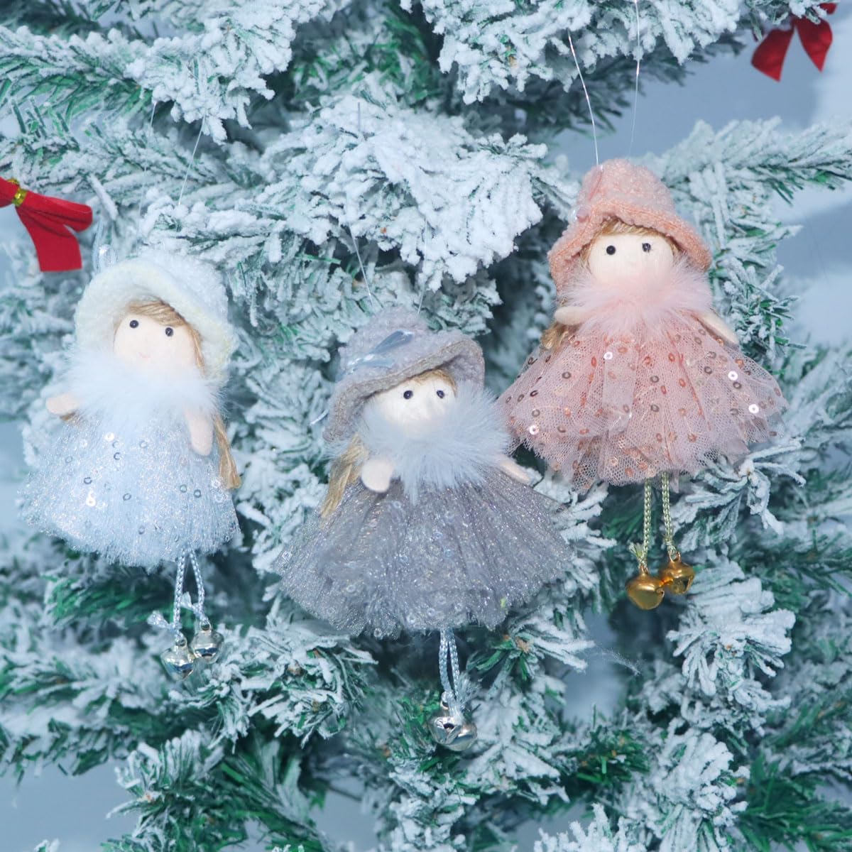 3 Pcs Angel Doll Pendants Festive Hanging Ornaments for Christmas and Holidays