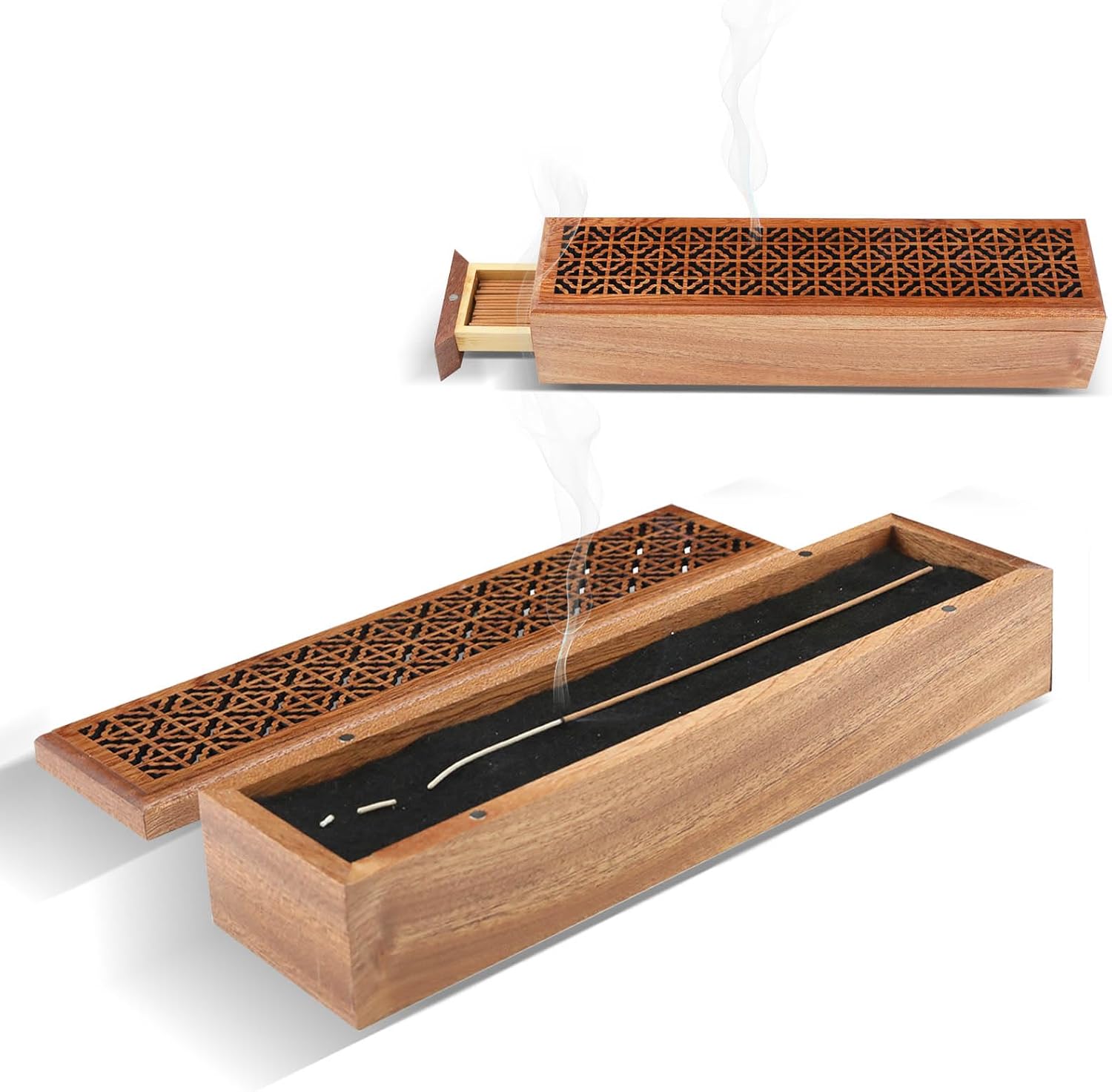 Incense Holder Burner with Ash Catcher and Storage Drawer