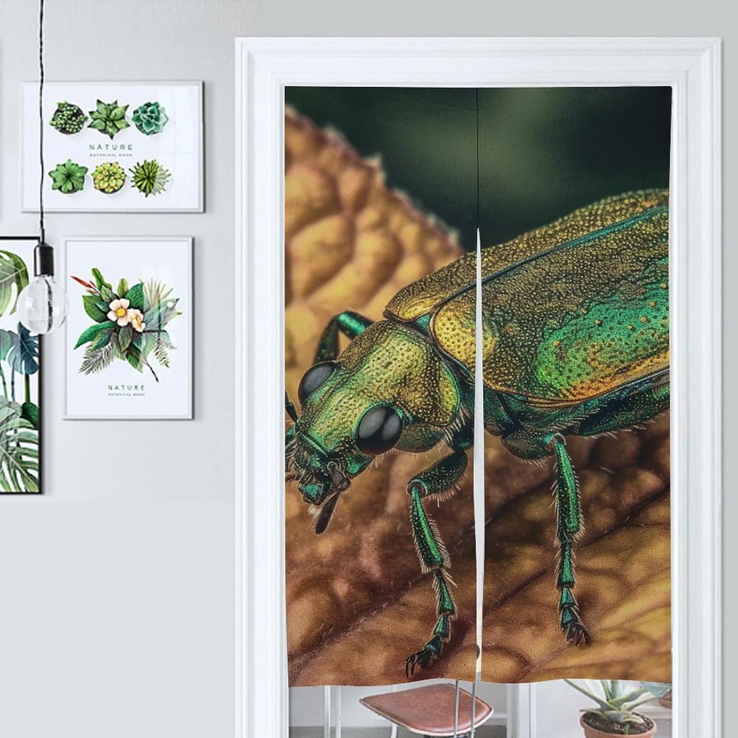 Japanese Noren Green Bug Door Curtain 34x57