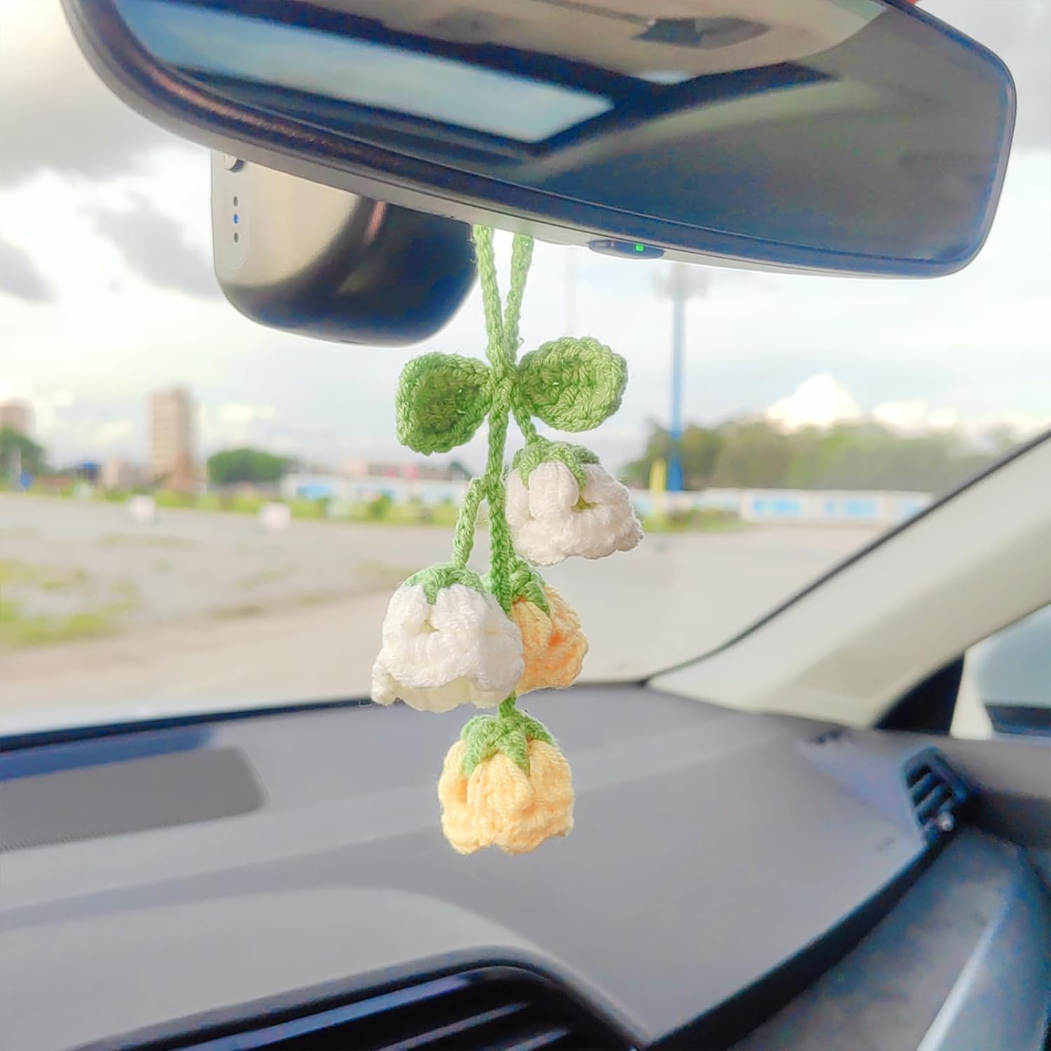 Lily of The Valley Flower Car Mirror Hanging Accessory Yellow White